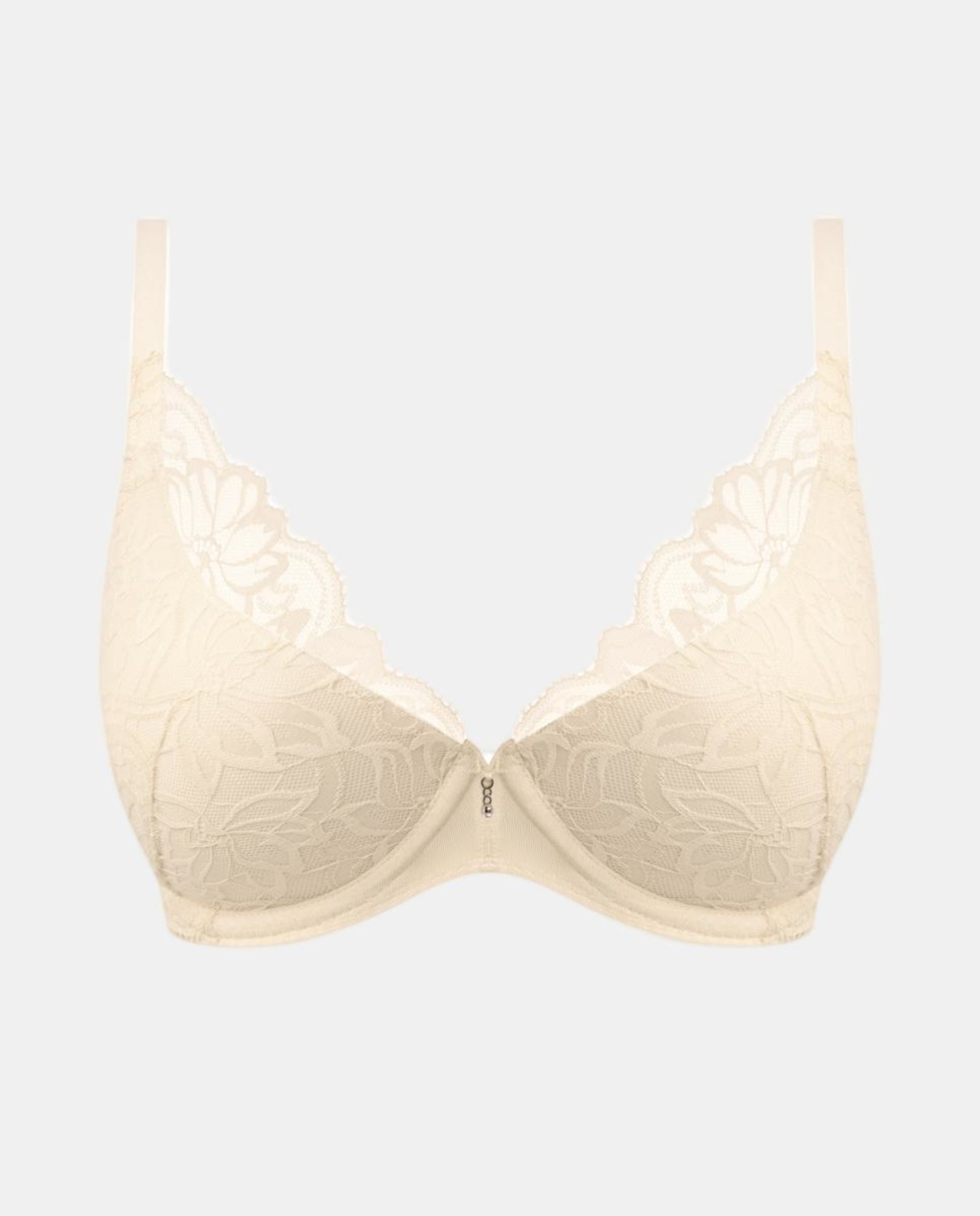 Soutien Push-Up de Renda Floral Plana Natural-4