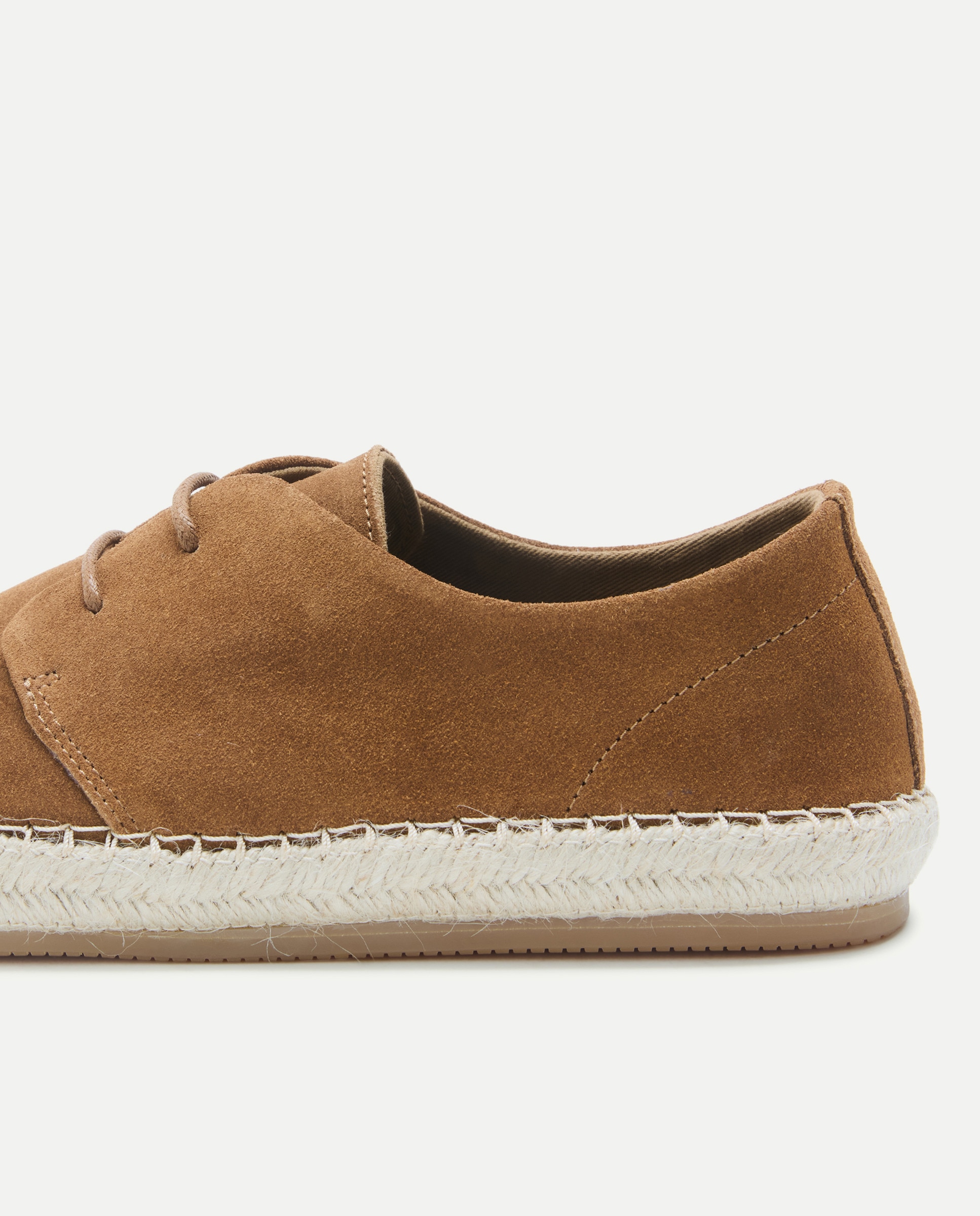 Zapato cordones de hombre de serraje con piso de goma y yute 740 Tabaco-5