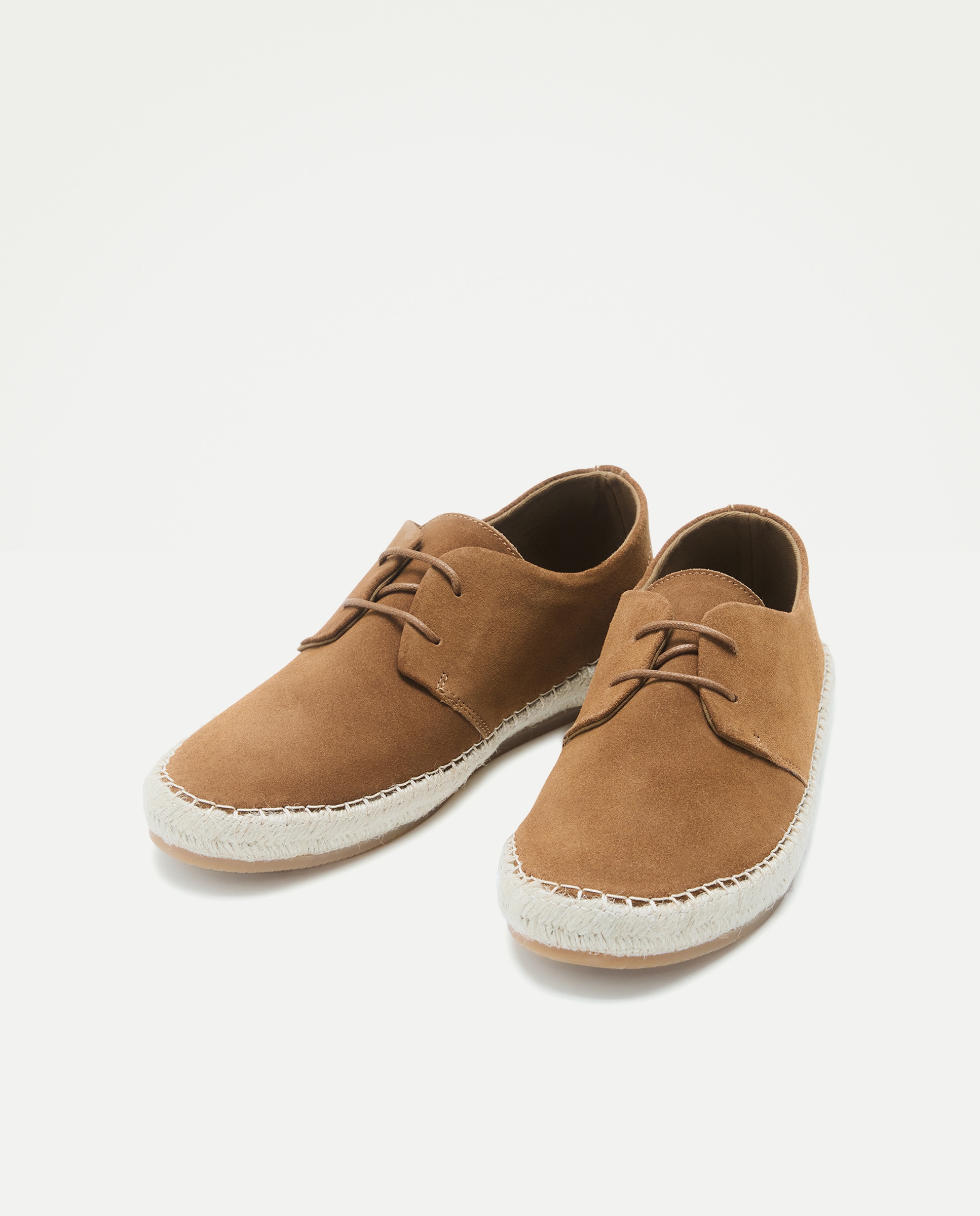 Zapato cordones de hombre de serraje con piso de goma y yute 740 Tabaco-2