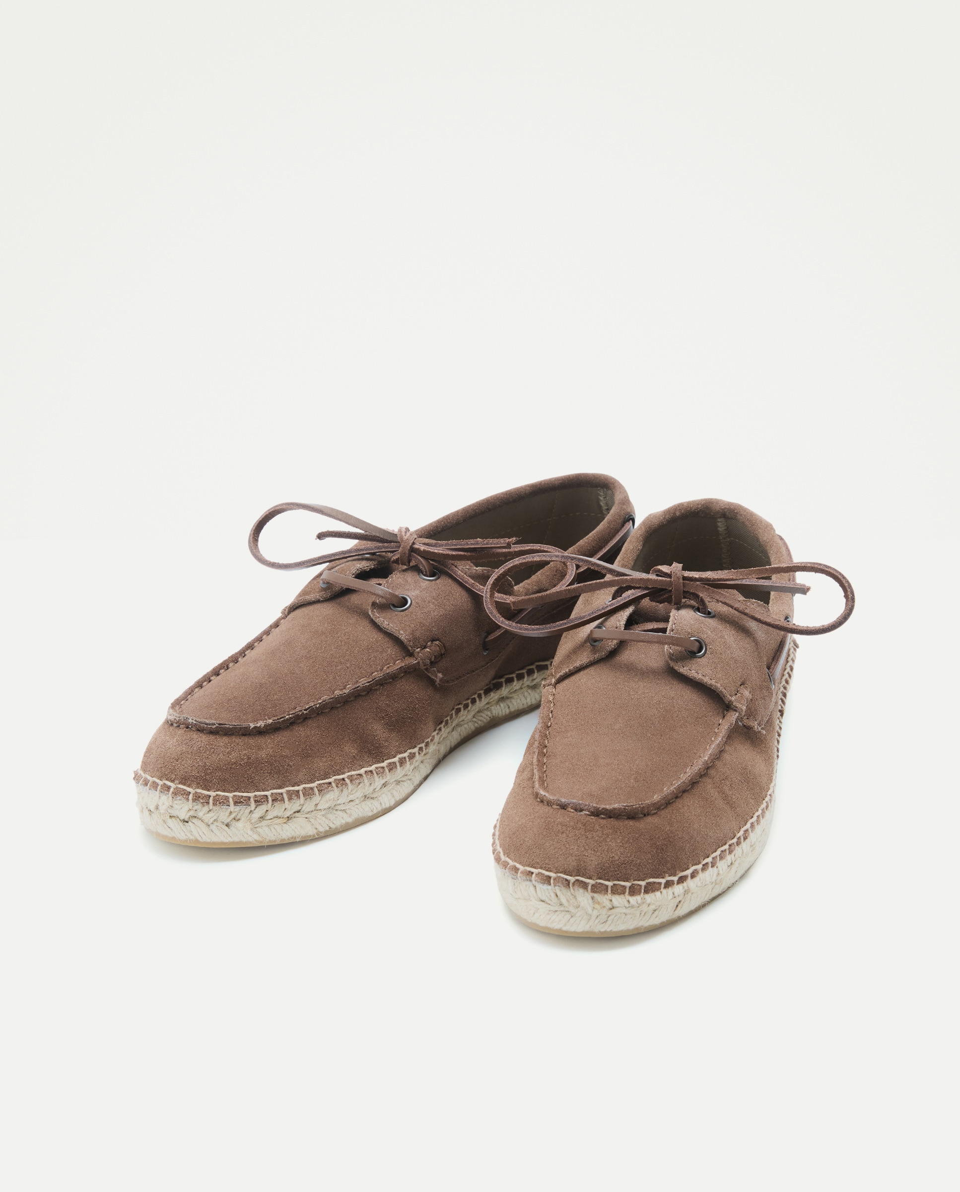 Nautico cordones de hombre de serraje con piso de yute Visón oscuro-2
