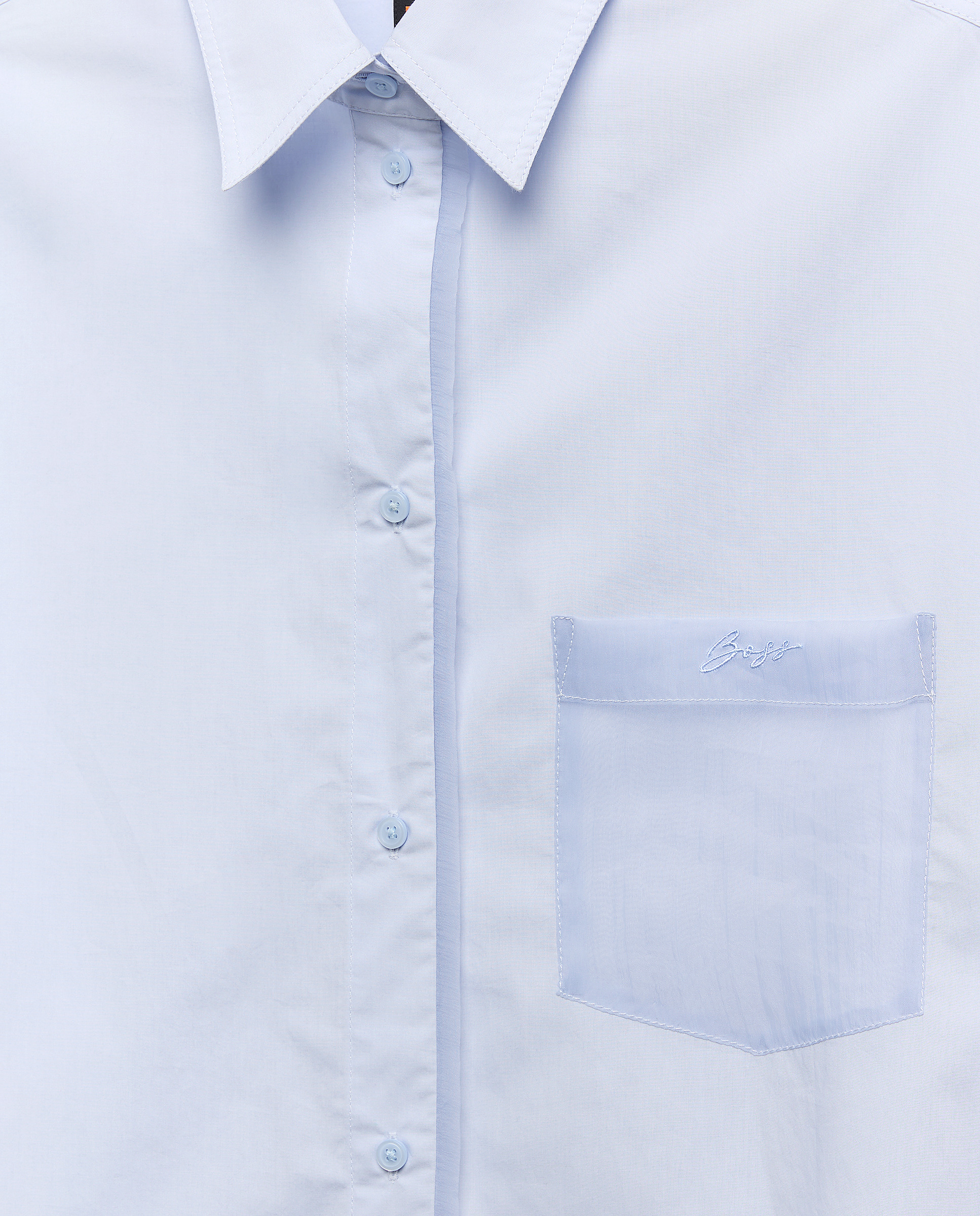 Camisa Relaxed com Detalhes de Mangas Duplas Azul-5