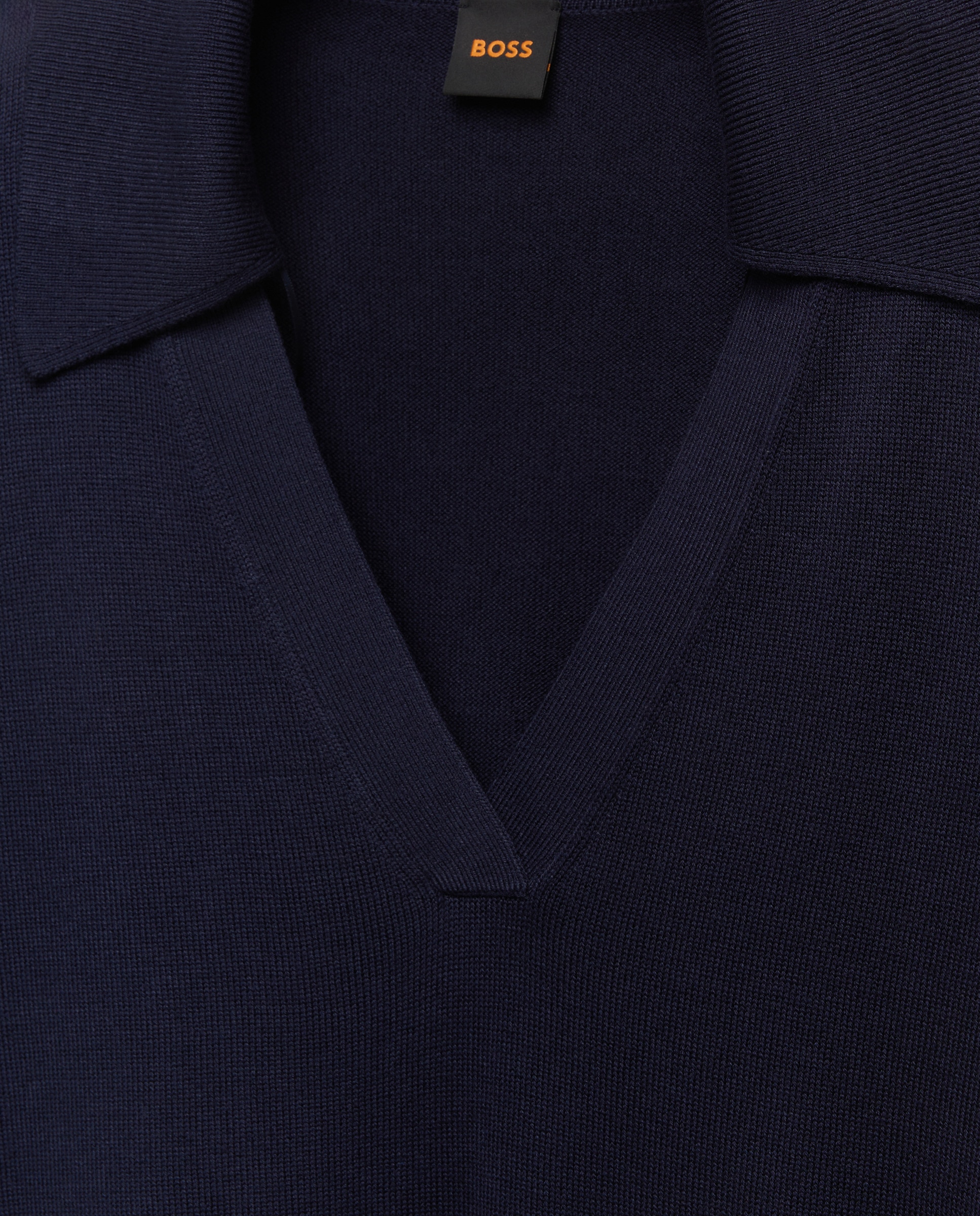 Camisola de Malha com Manga Comprida e Decote em Bico Azul-5