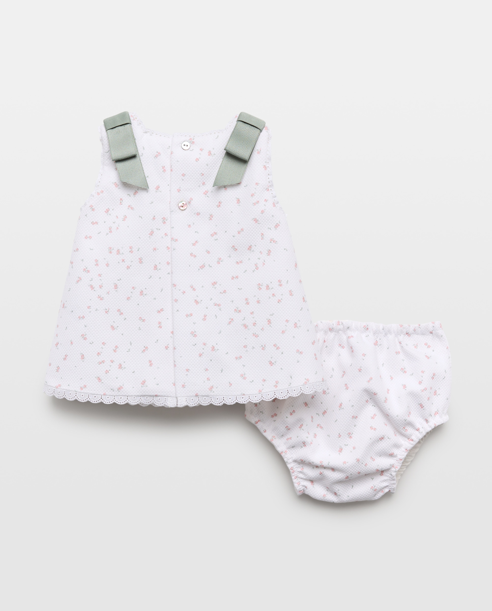 Cueiro Piqué de Bebé com Flores Coconut El Corte Inglés Branco / Estampado-2
