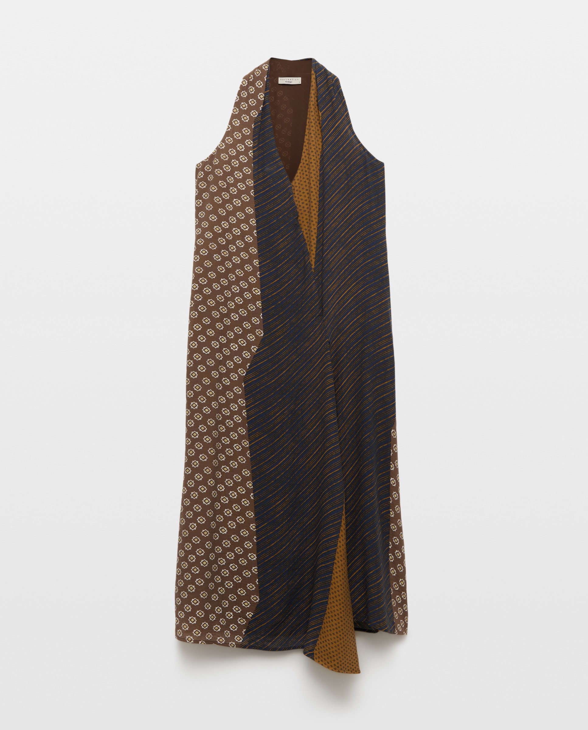 Vestido midi estampado sem mangas Verde-4