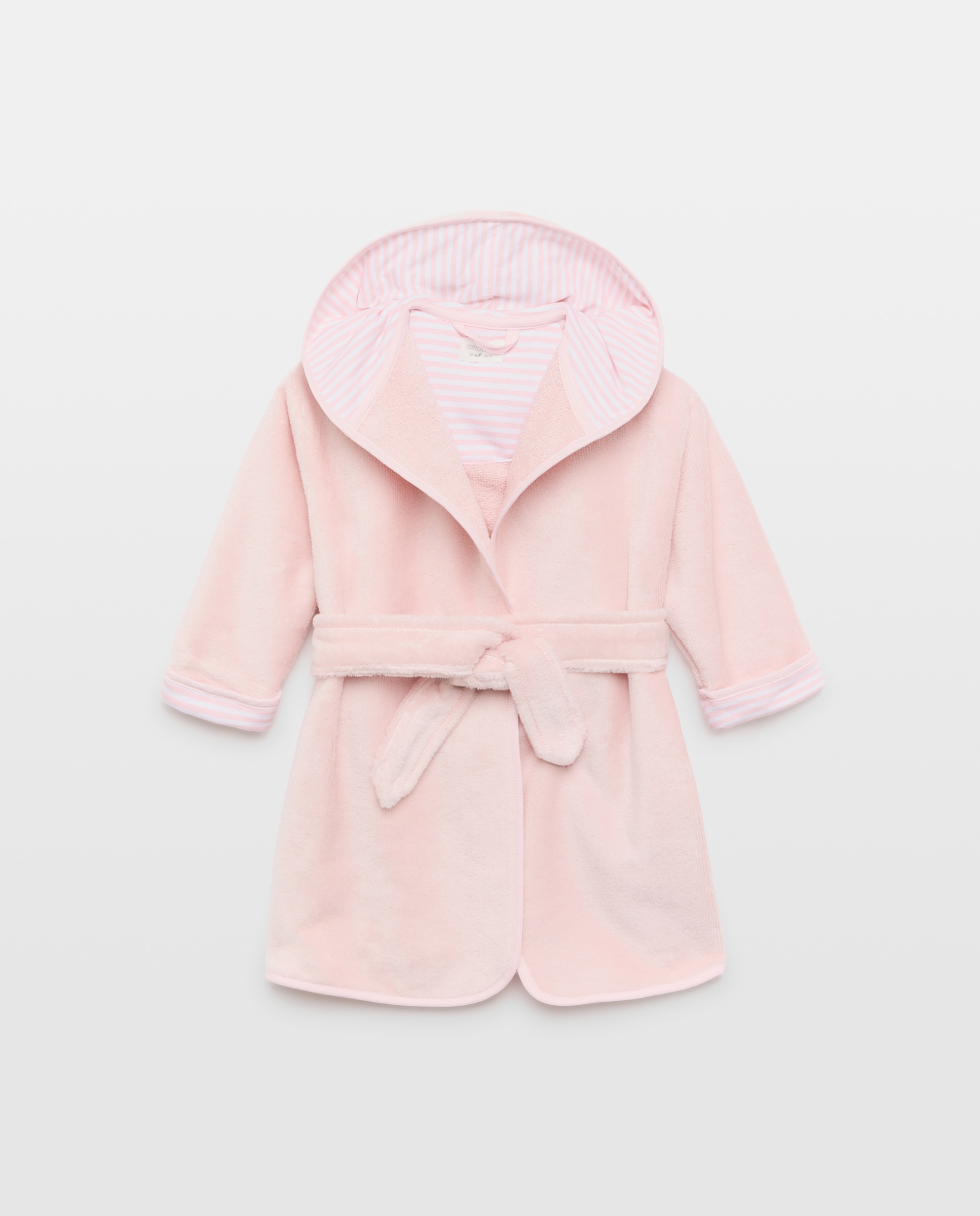 Imagem 0 de Roupão de Banho com Capuz às Riscas no Interior - Rosa