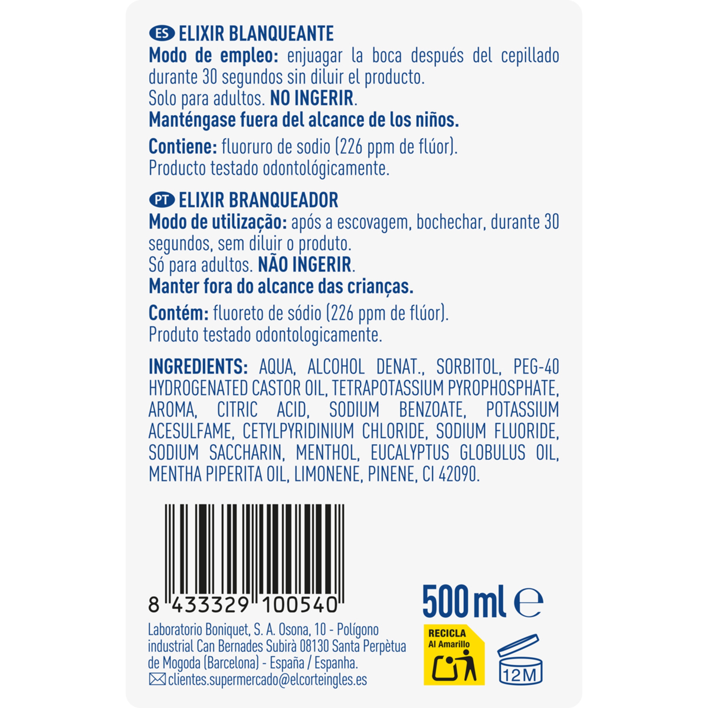 elixir blanqueante frasco 500 ml