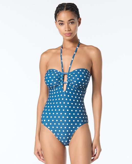 Imagem 0 de Fato de Banho com Decote Caicai, Estampado às Bolinhas e Foam Amovível