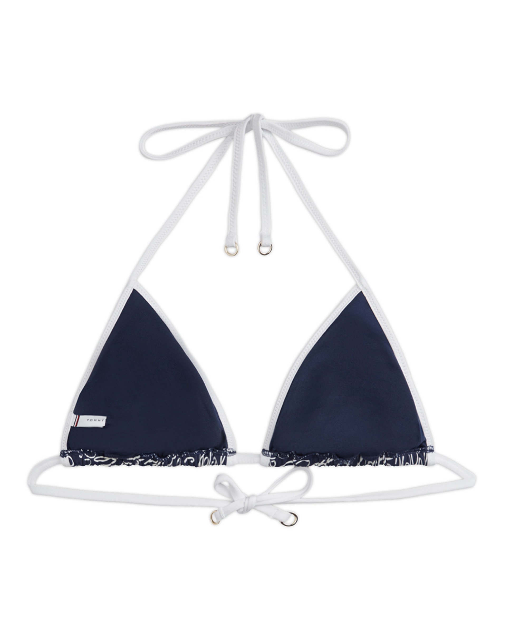 Top de Biquíni Triangular com Monograma e Tiras Ajustáveis Azul-marinho-5