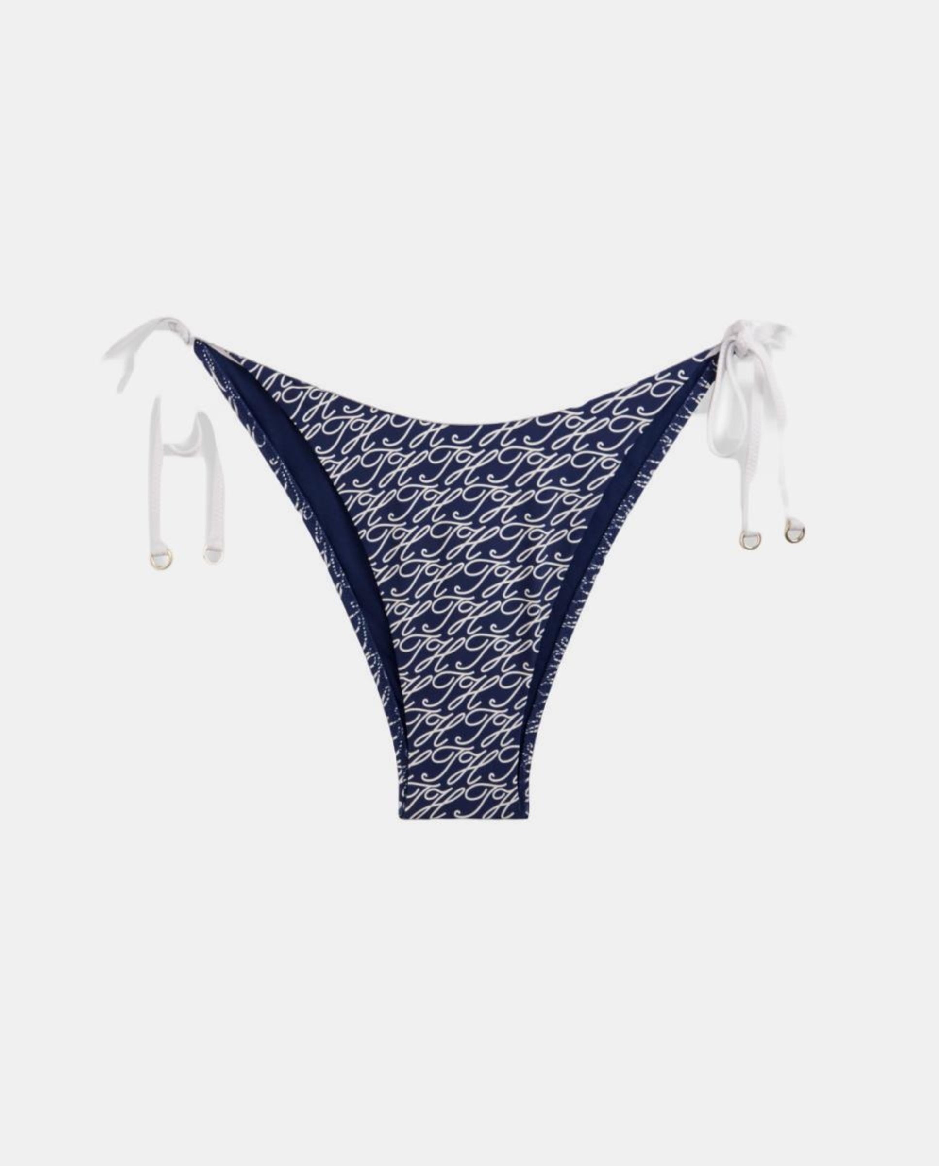 Tanga com Monograma e Laços Laterais Ajustáveis Azul-marinho-4