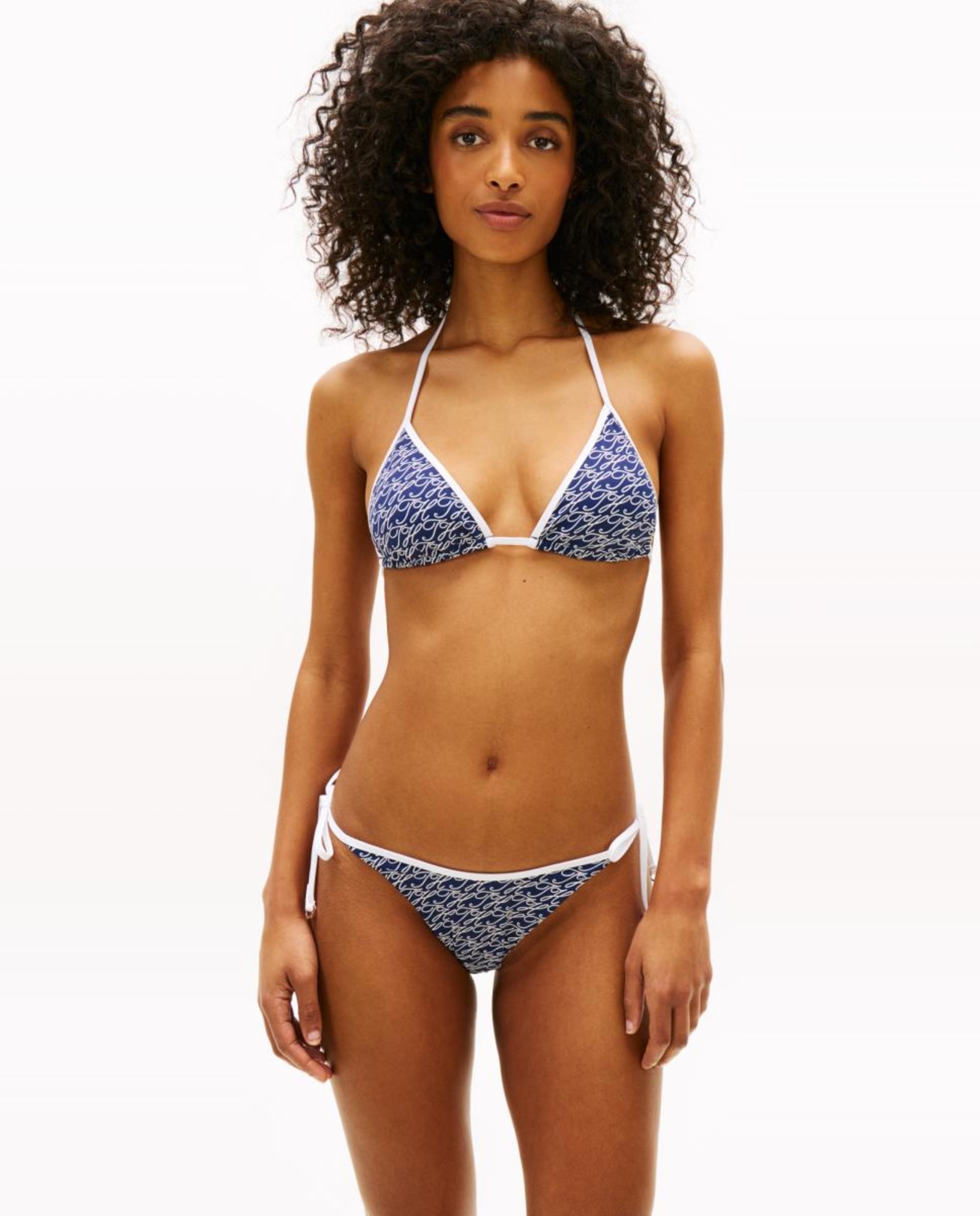 Tanga com Monograma e Laços Laterais Ajustáveis Azul-marinho-6