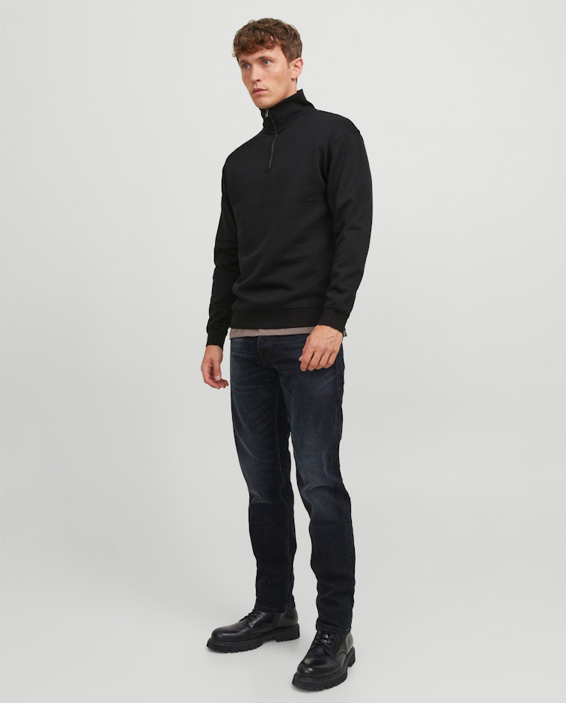 Sweatshirt com Gola Alta e Fecho de Correr Preto-7