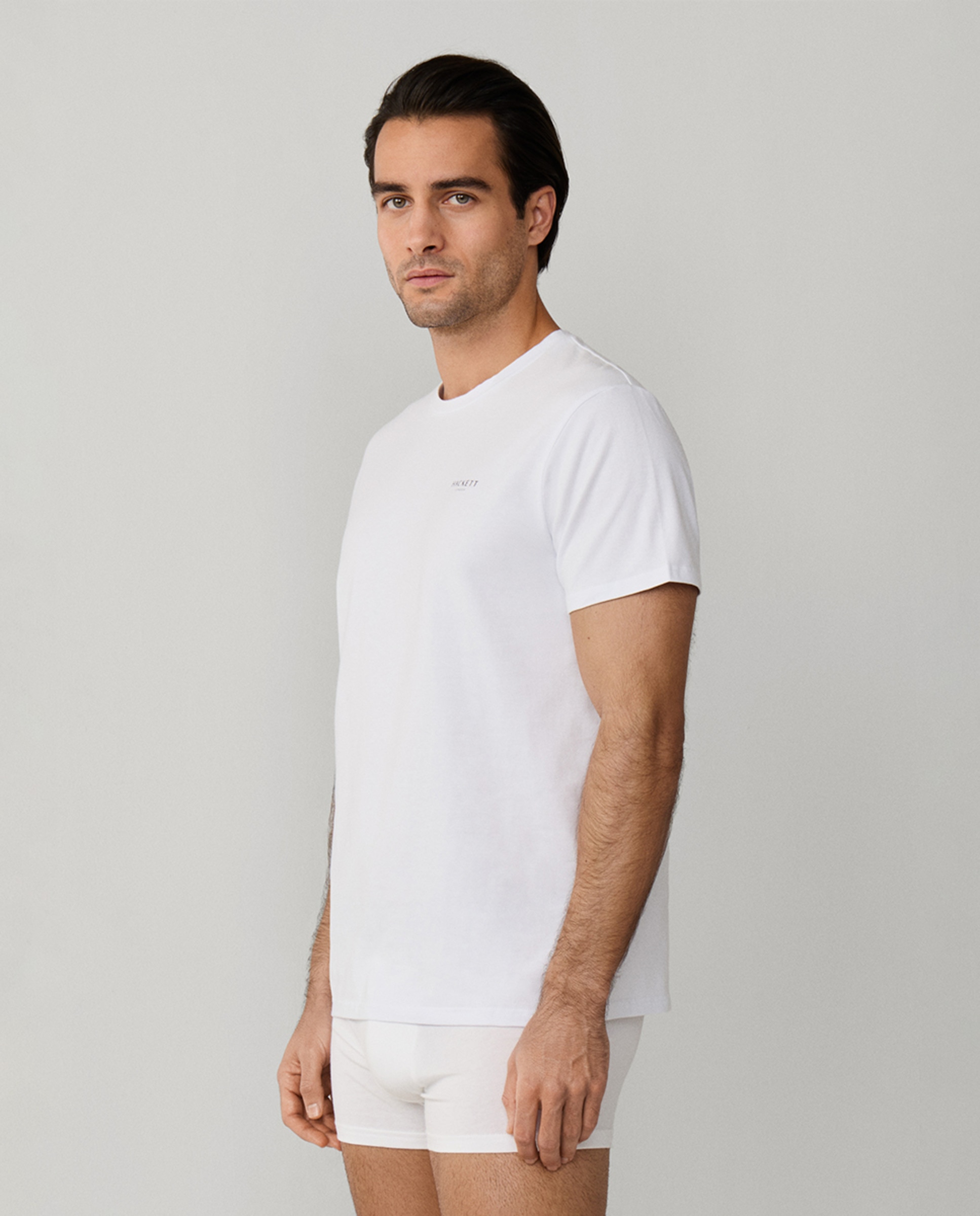 T-shirt de Manga Curta em Algodão com Logótipo da Marca no Peito Branco-4