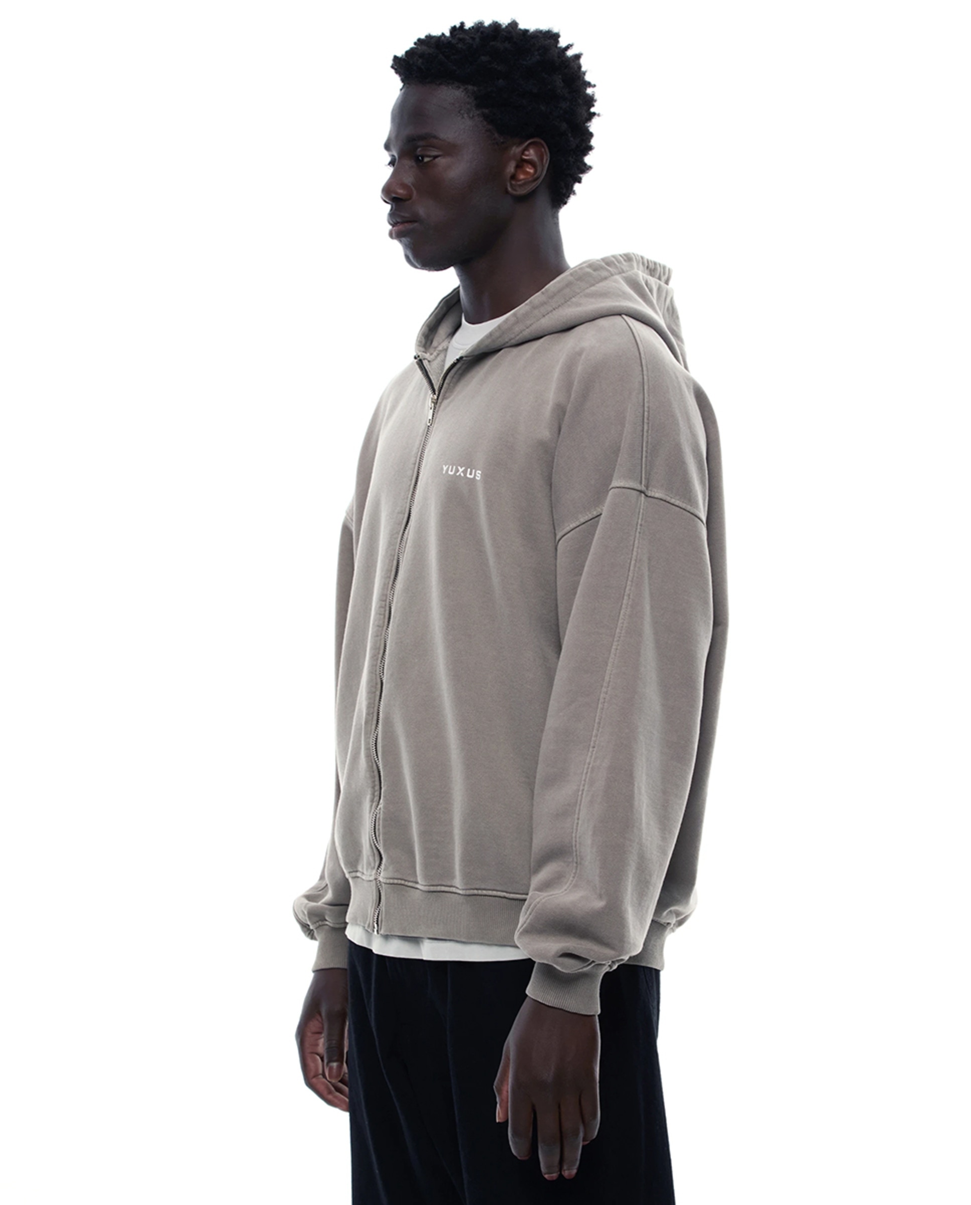 Sweatshirt com Capuz e Fecho de Correr Cinzento-3