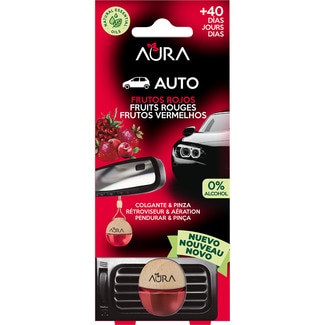 ambientador de coche Frutos Rojos colgante & pinza blister 1 unidad - Aura