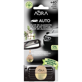 ambientador de coche Flor de Algodón colgante & pinza blister 1 unidad - Aura