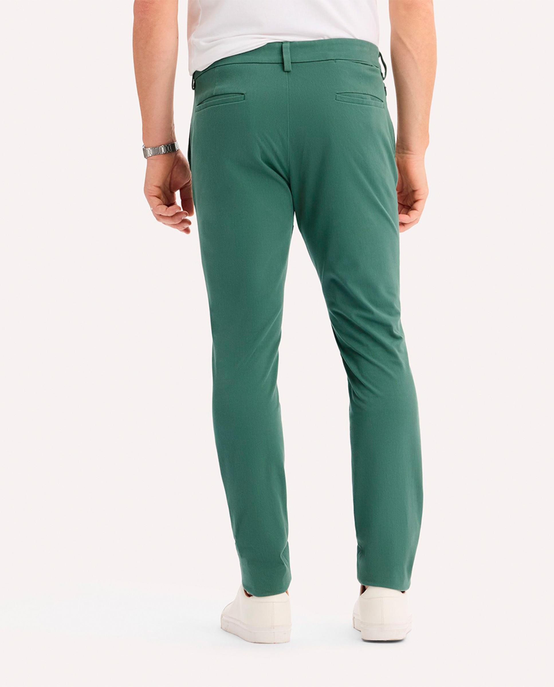 Calças Chino com Elasticidade Superior Verde-3
