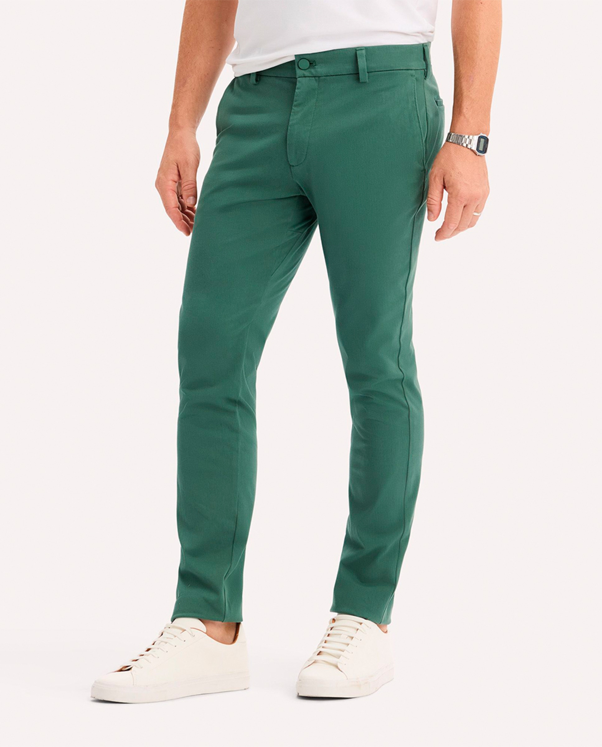 Calças Chino com Elasticidade Superior Verde-2