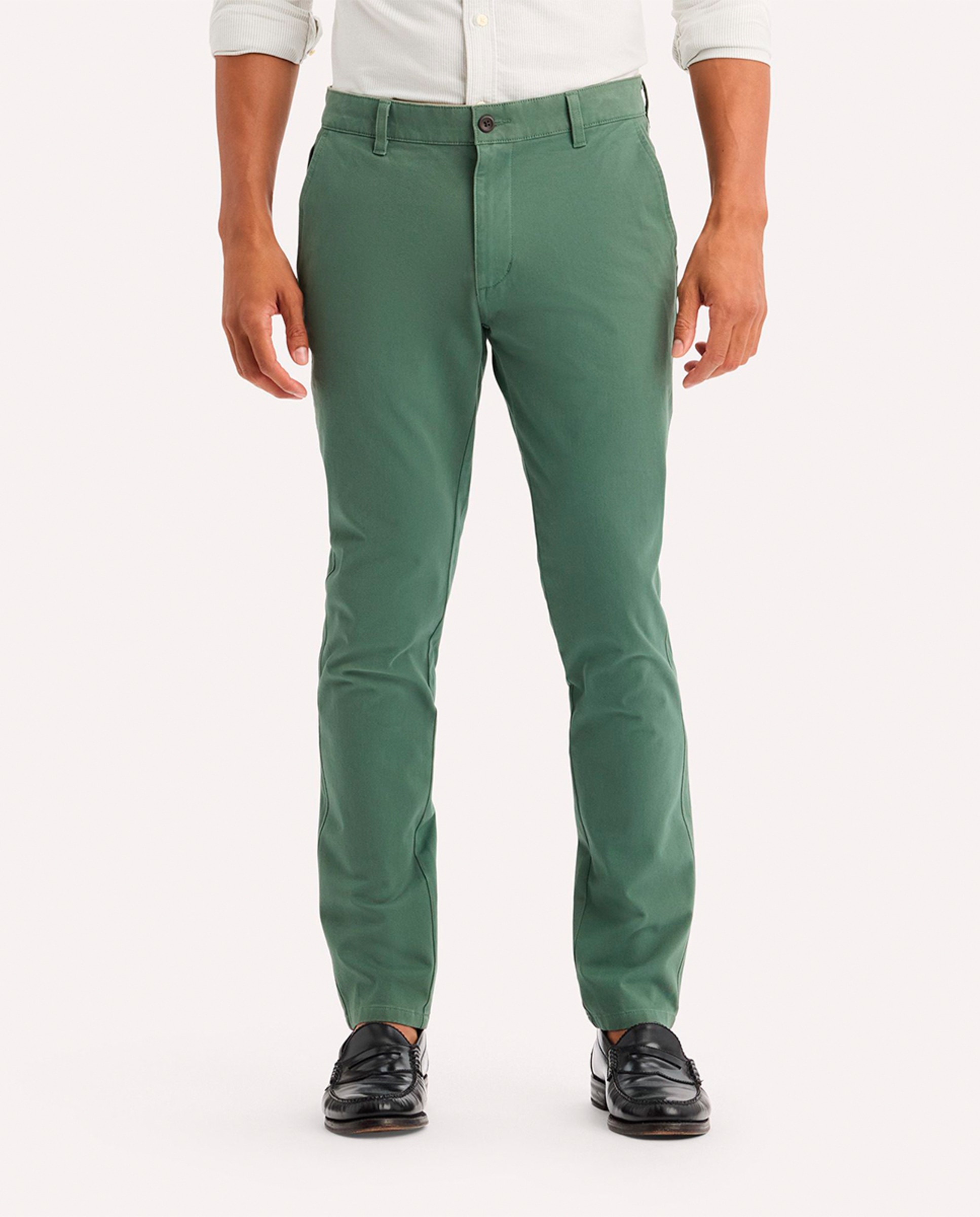 Calças Chino Casual de Corte Skinny Verde-2