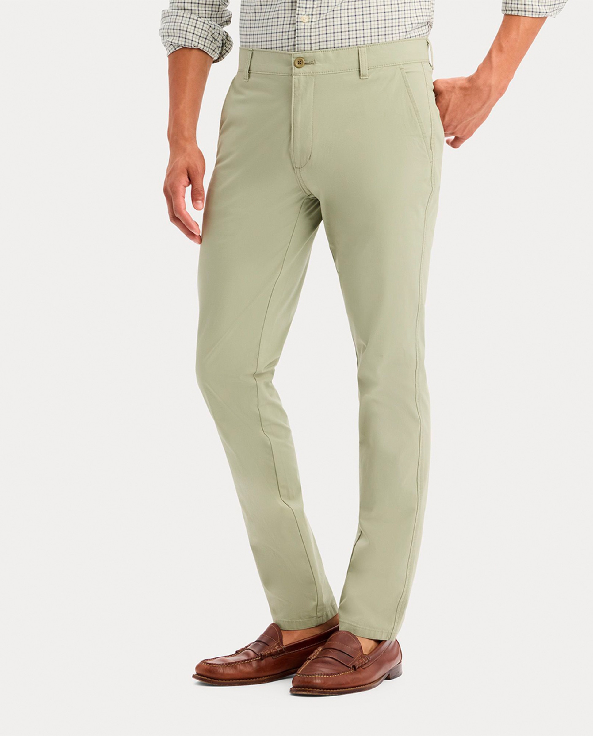 Calças Chino Casual de Corte Skinny Verde-claro-3
