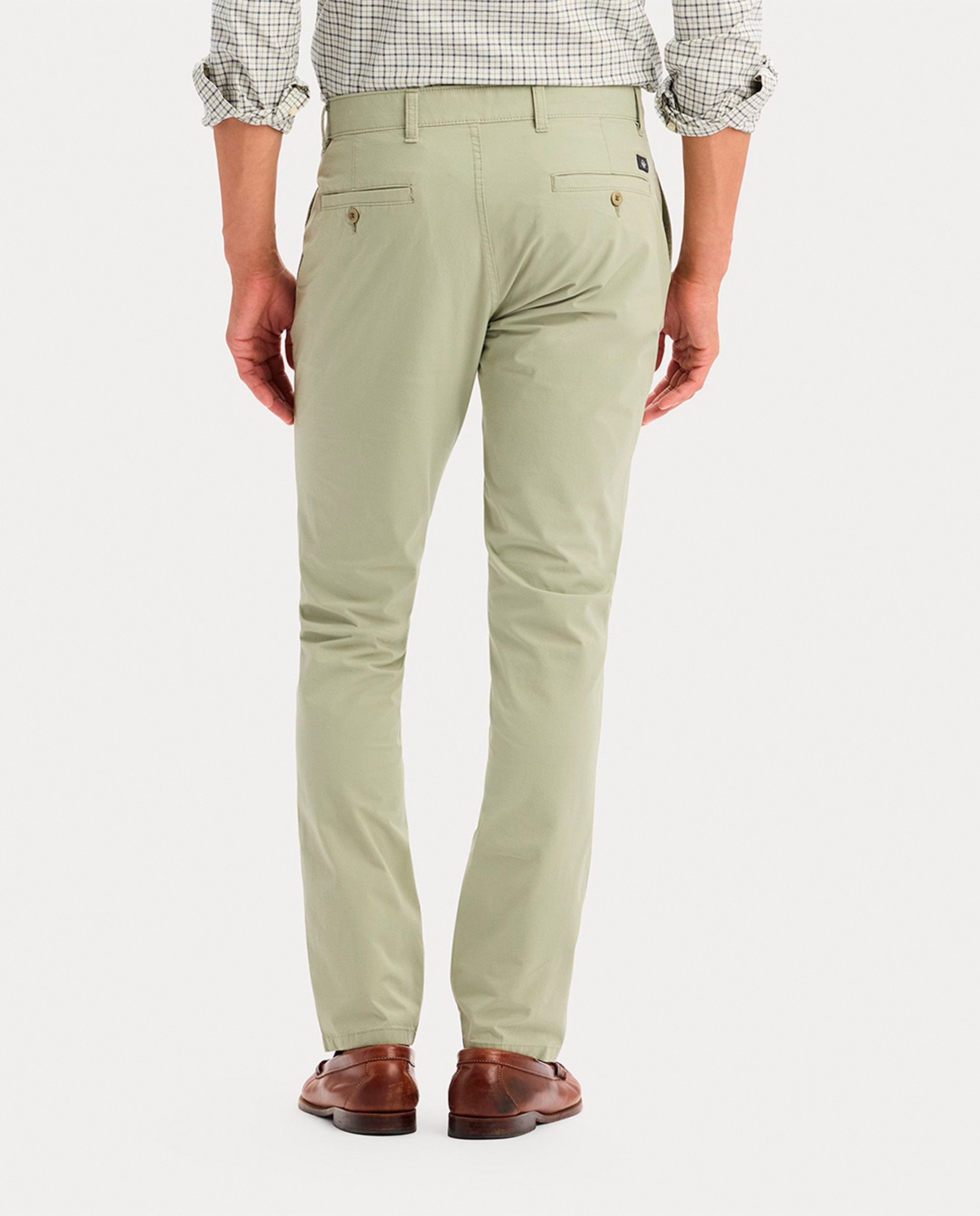 Calças Chino Casual de Corte Skinny Verde-claro-2