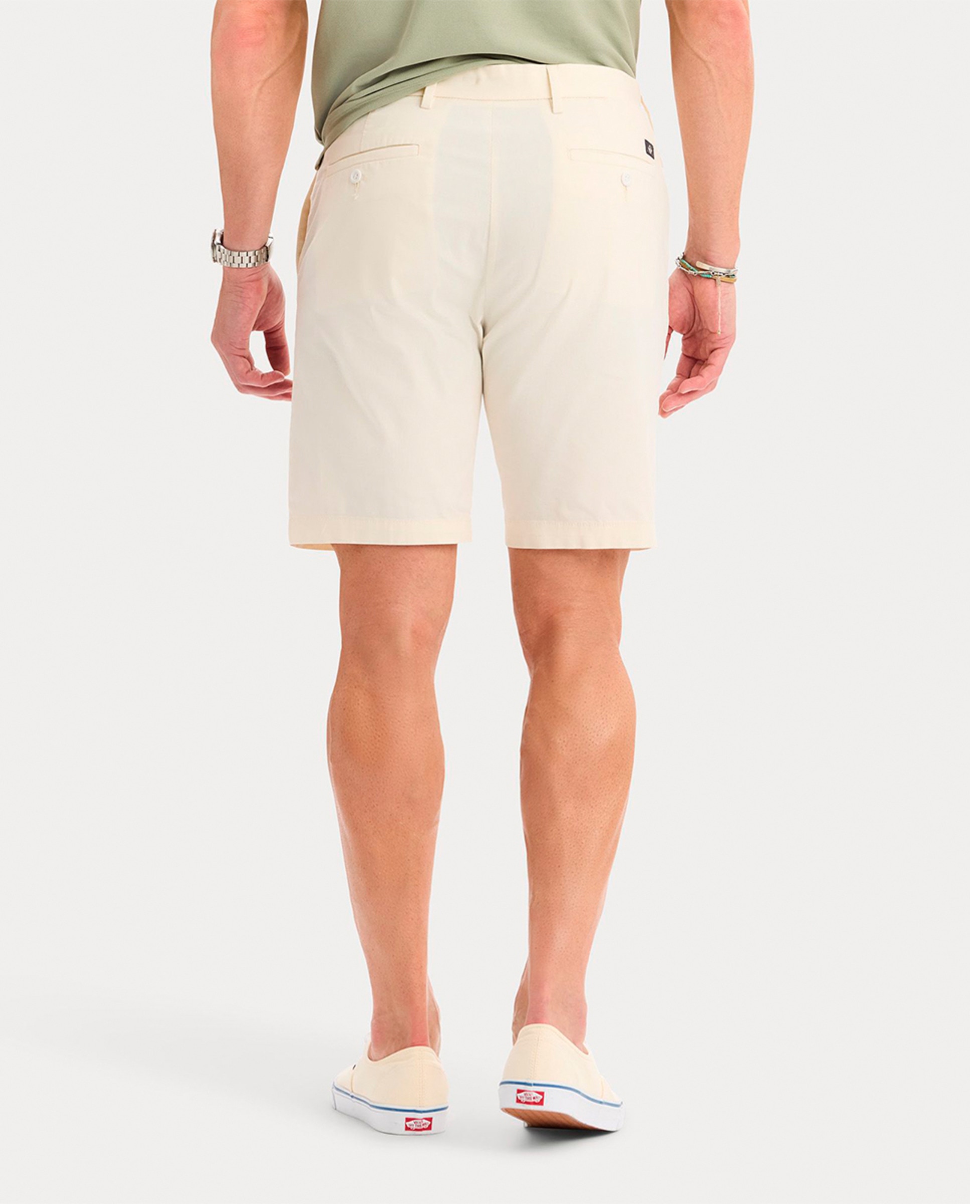 Calções Slim em Tecido Elástico Leve Creme-3