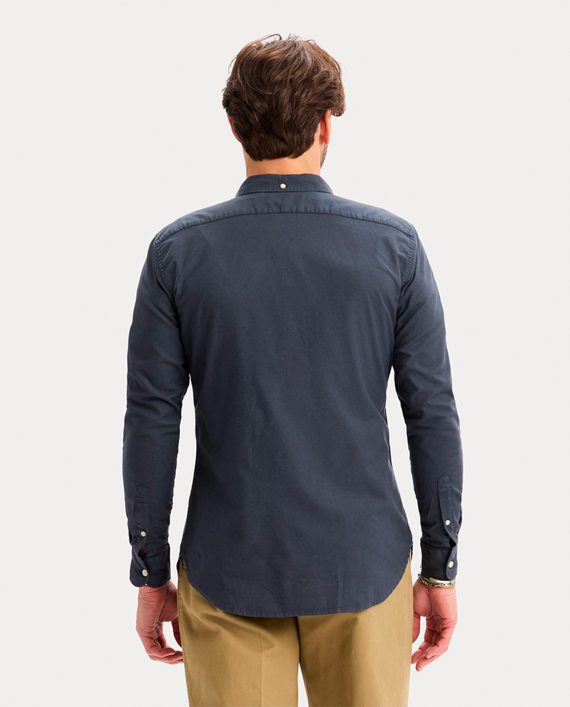 Camisa Oxford de Manga Comprida Azul-marinho-2