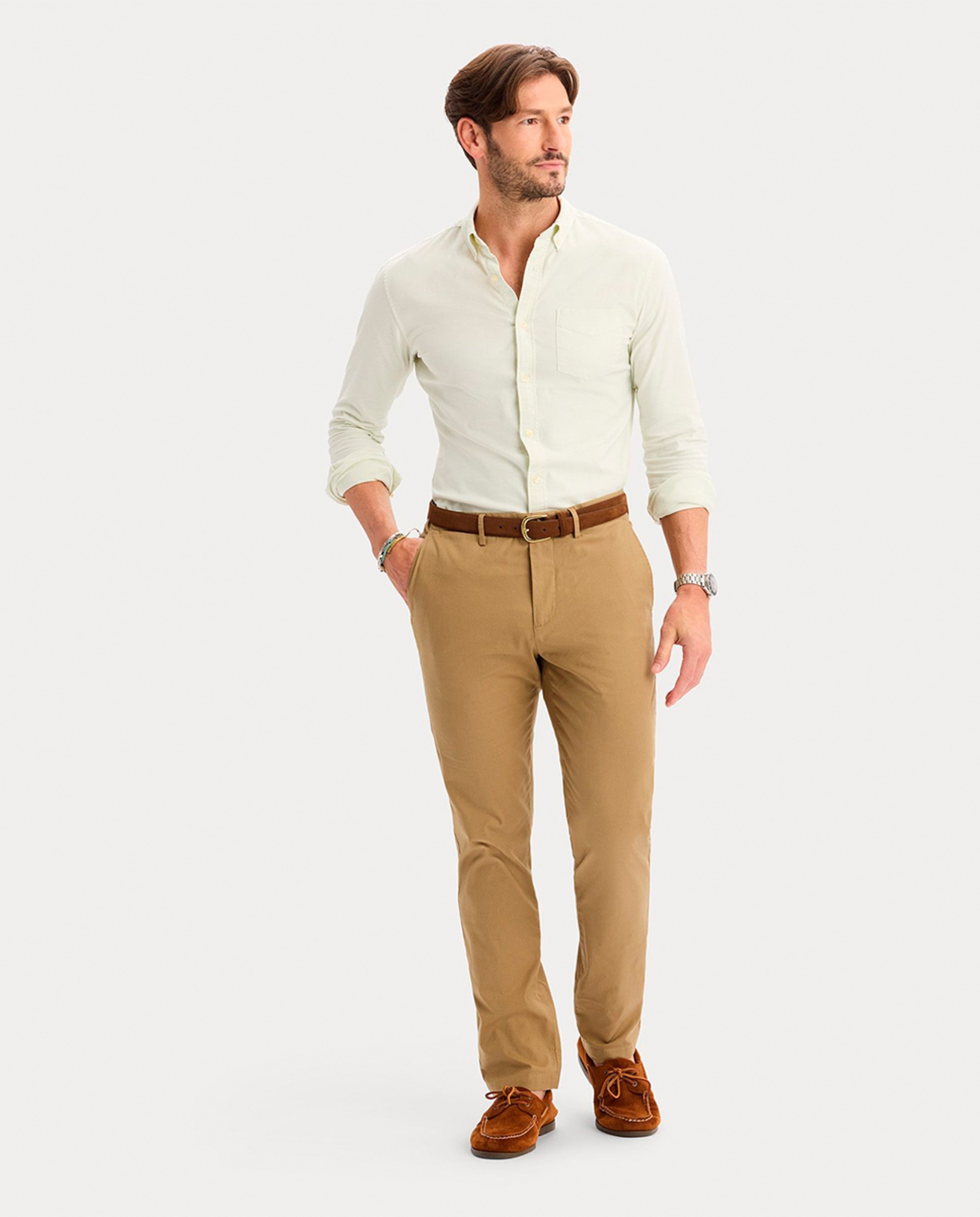 Camisa Oxford de Manga Comprida Verde-claro-4