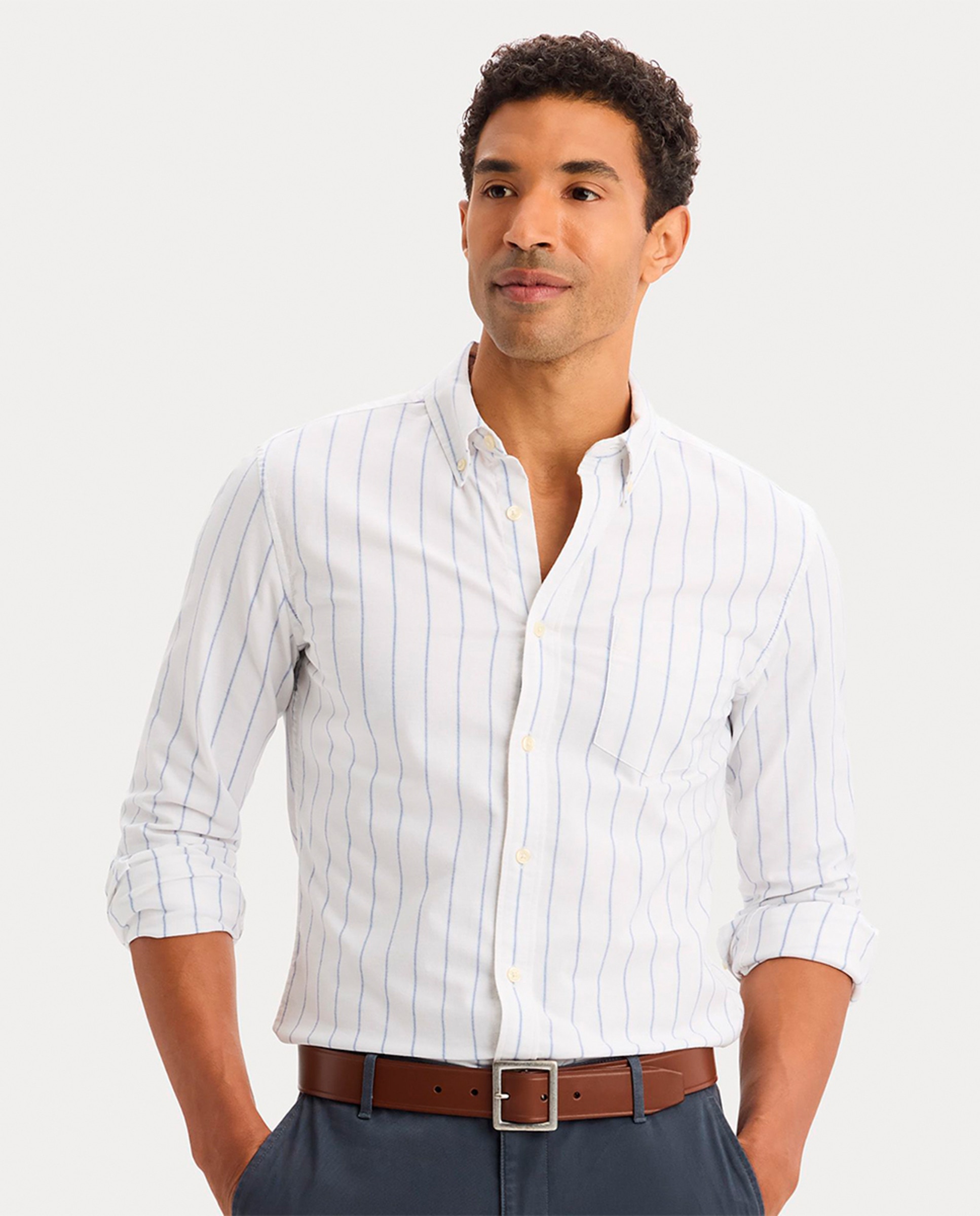 Camisa Oxford de Manga Comprida Verde-claro-3