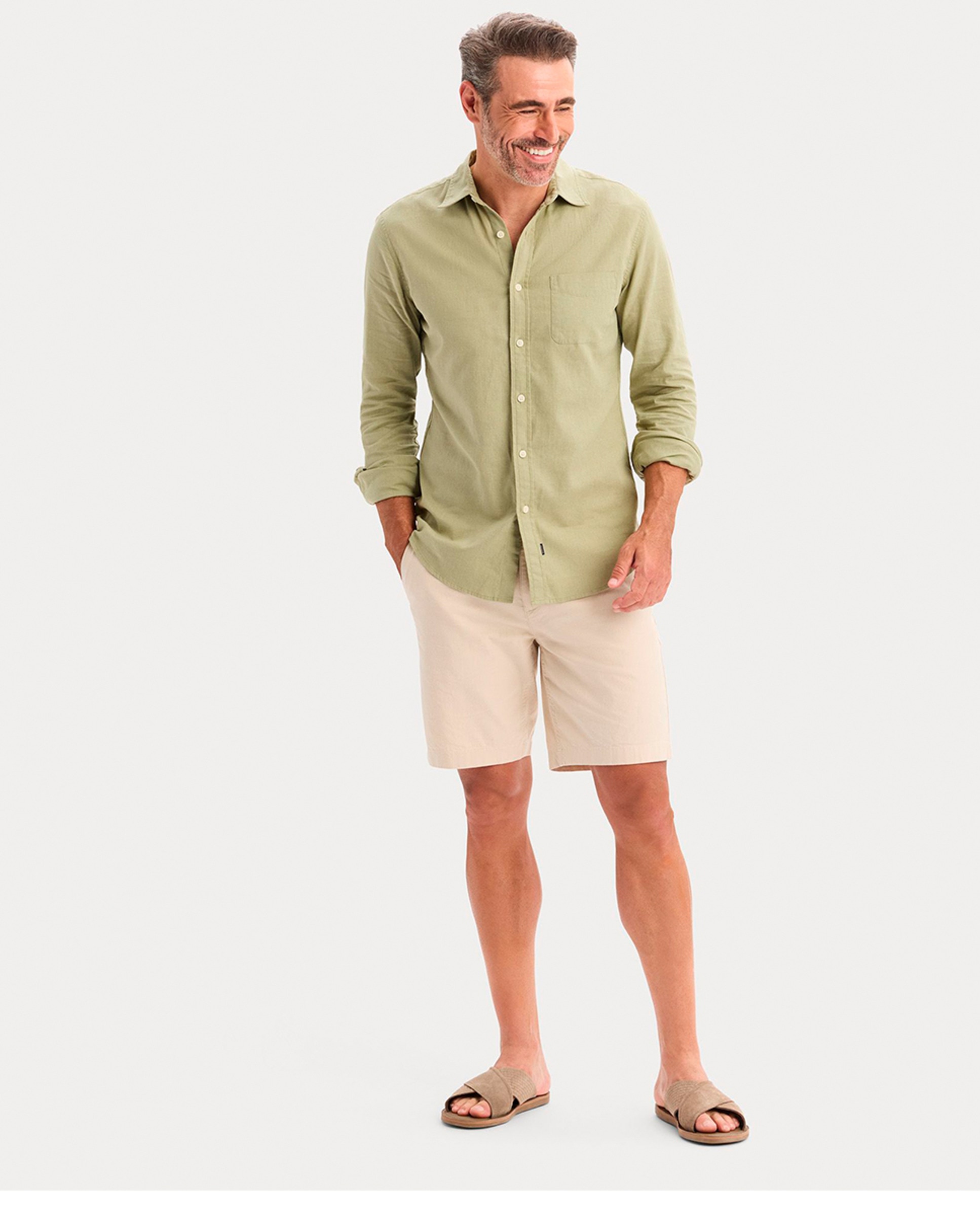 Camisa com Manga Comprida em Tecido Leve Verde-claro-4