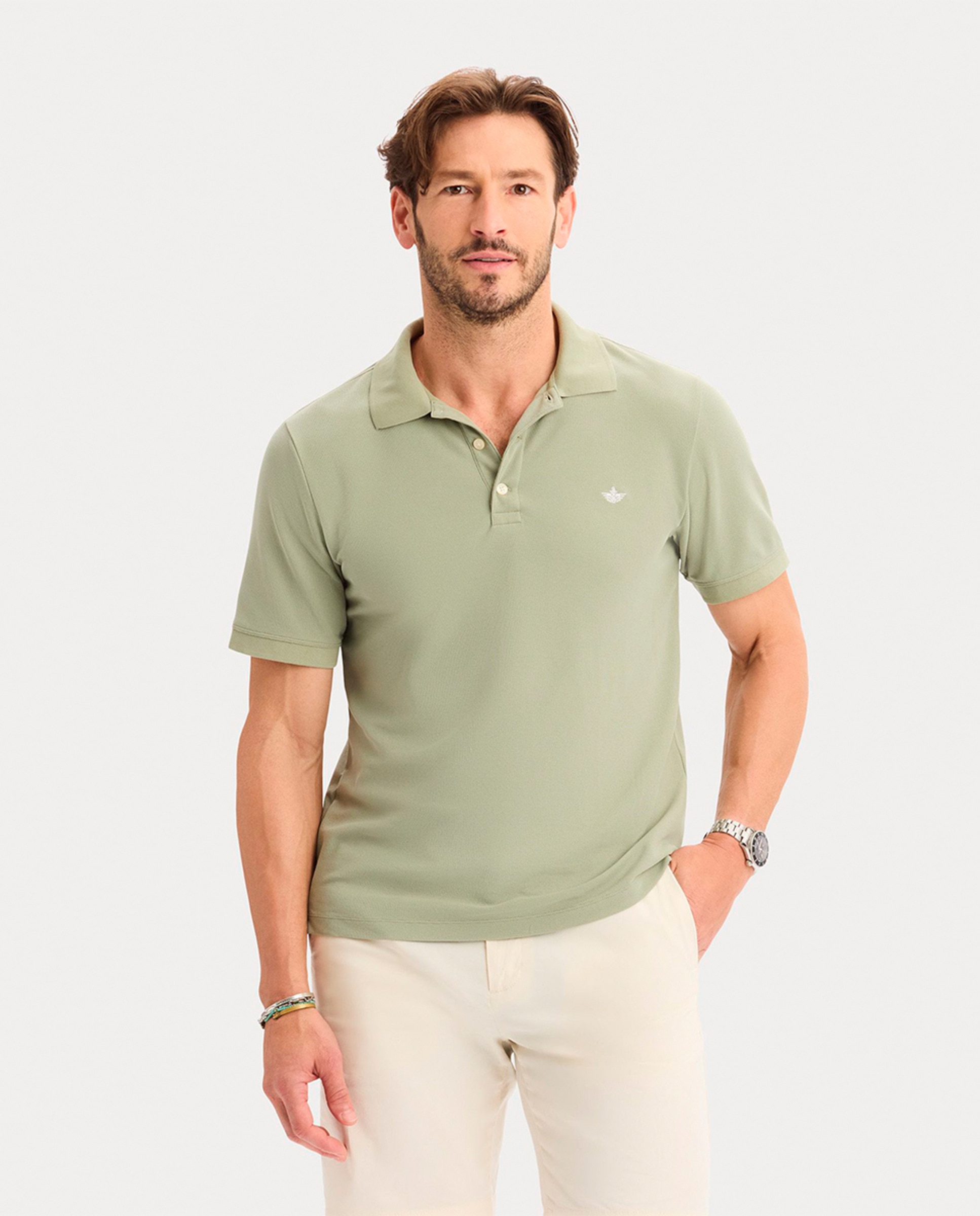 Polo de Manga Curta e Tecnologia Coolmax Verde-militar-1