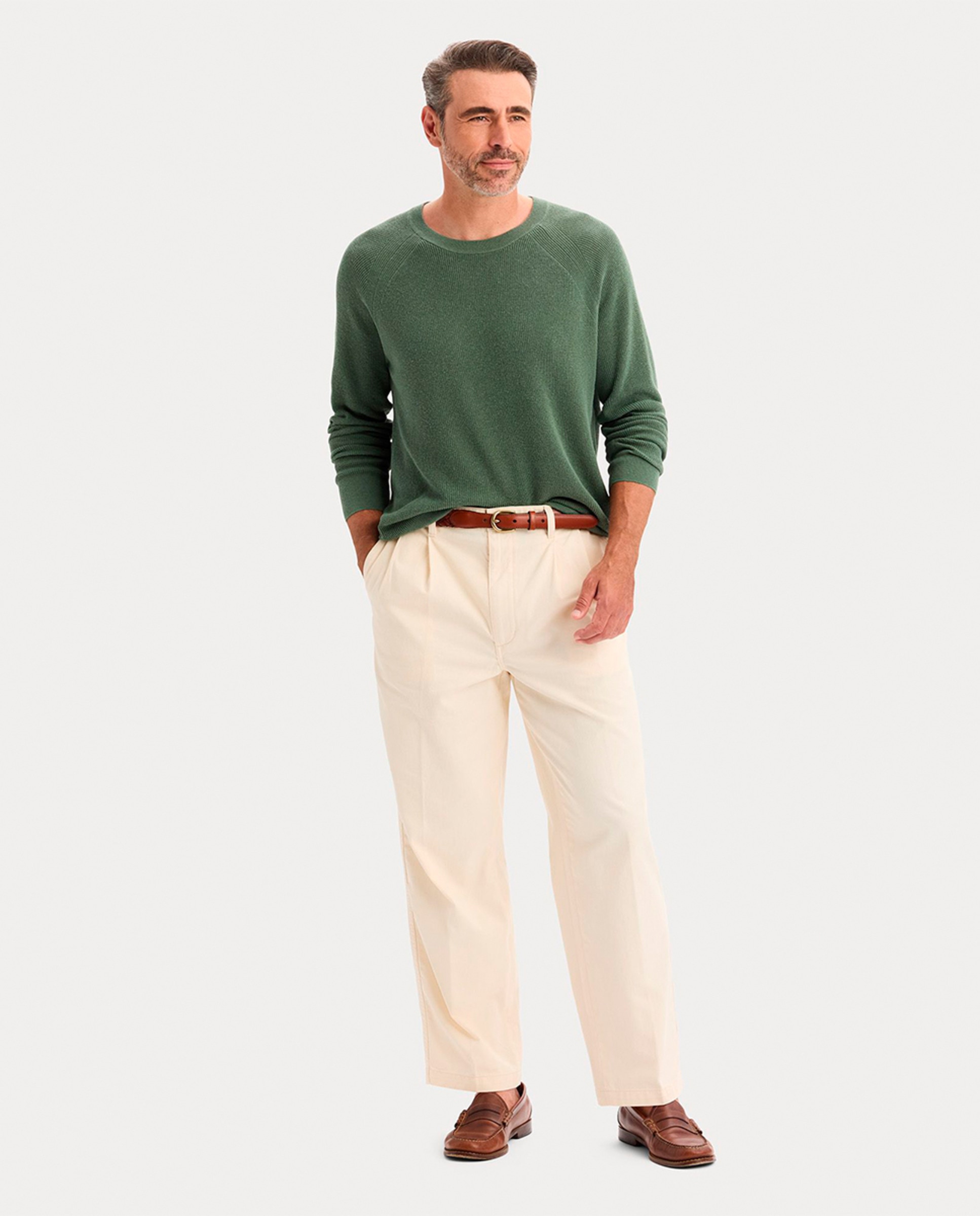 Camisola de Malha com Manga Comprida e Decote Redondo Verde-4