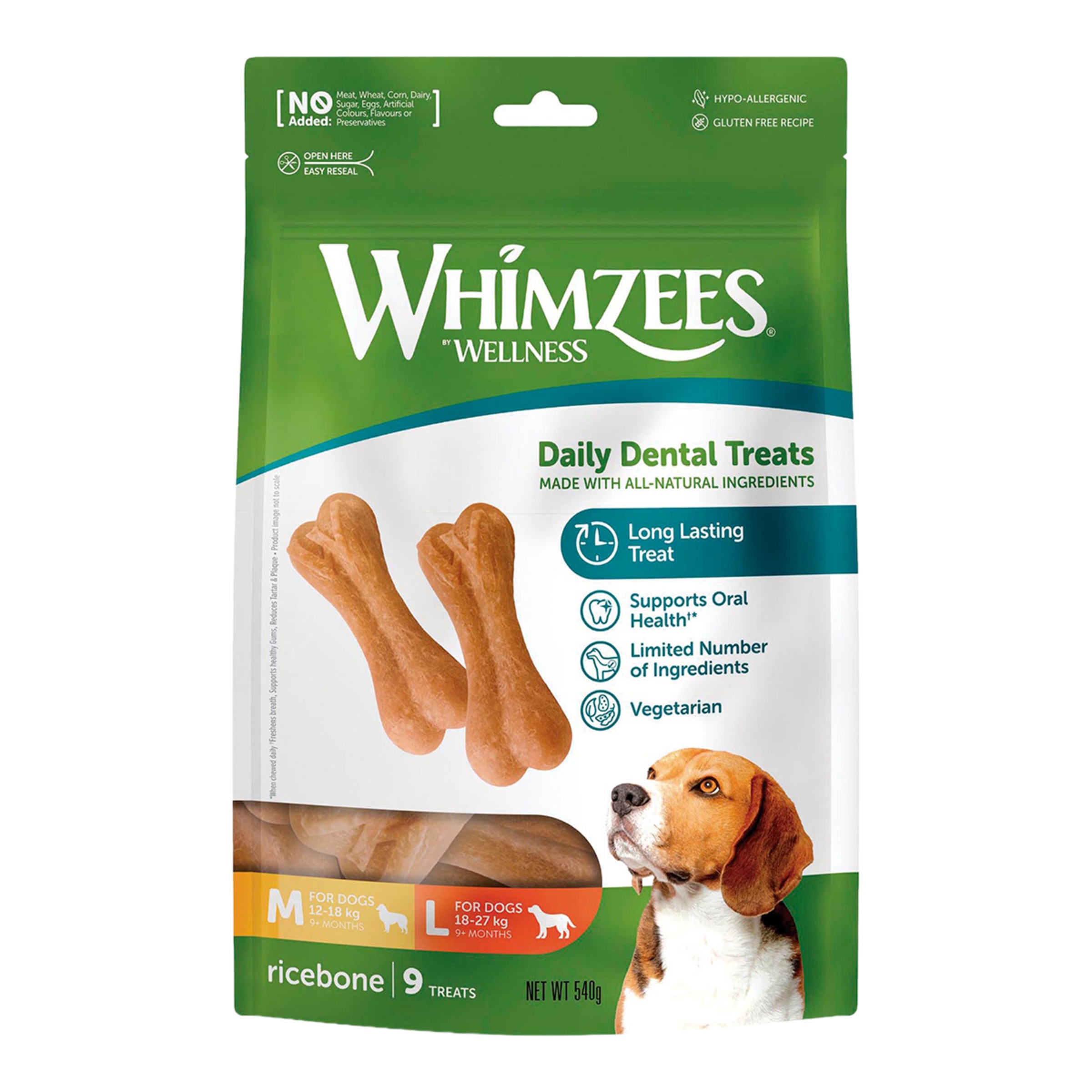 Imagen 0 de Snack para perros adultos medianos y grandes Whimzees huesos 9 uds