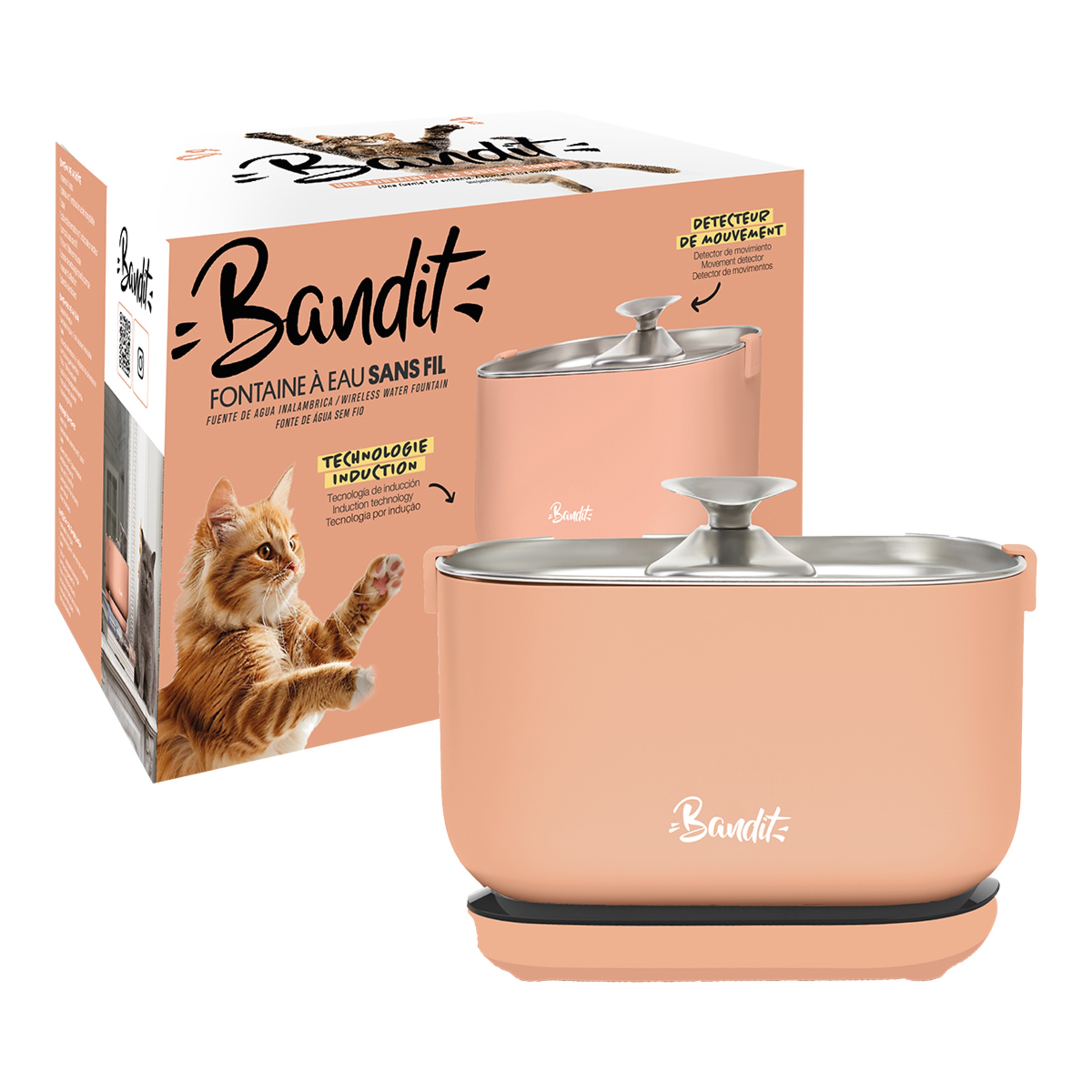 Imagen 0 de Fuente de agua eléctrica inalámbrica para gatos y perros pequeños Bandit