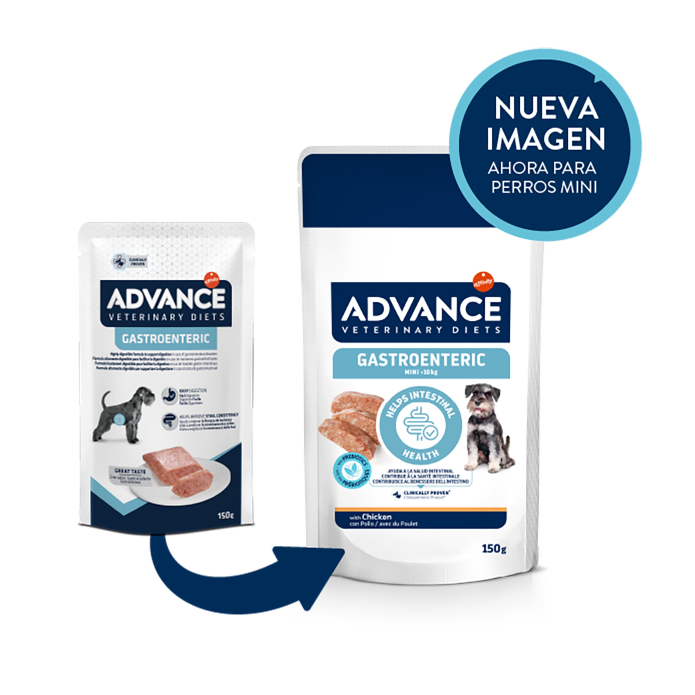 Comida húmeda para perros cachorros y adultos Mini Advance Gastro Intestinal Dietas Veterinarias pollo 150 g 2