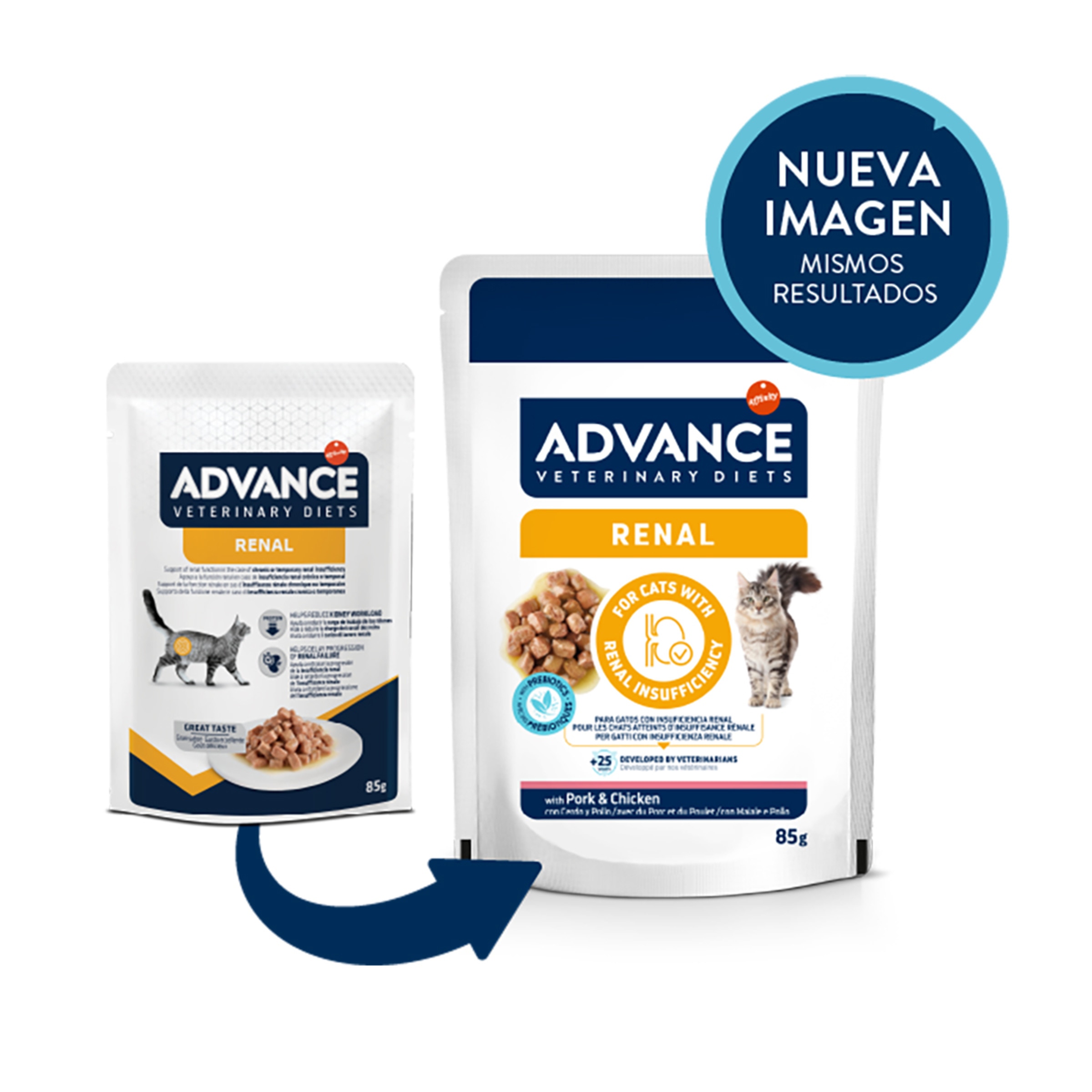 Comida húmeda para gatos adultos Advance Renal Dietas Veterinarias pollo y cerdo 85 g 2