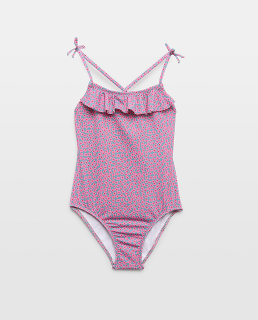 Imagen 0 de Bañador niña volante y lazos flores