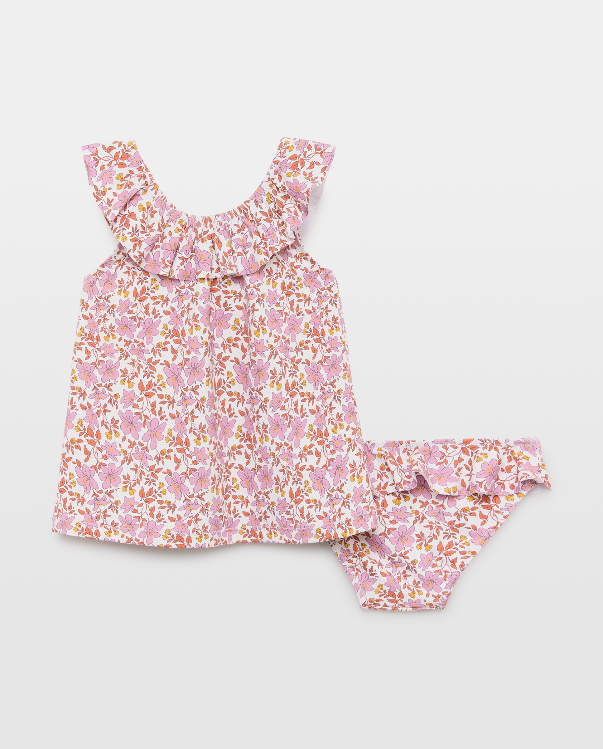 Conjunto baño volantes flores clásicas. 200 Rosa-2
