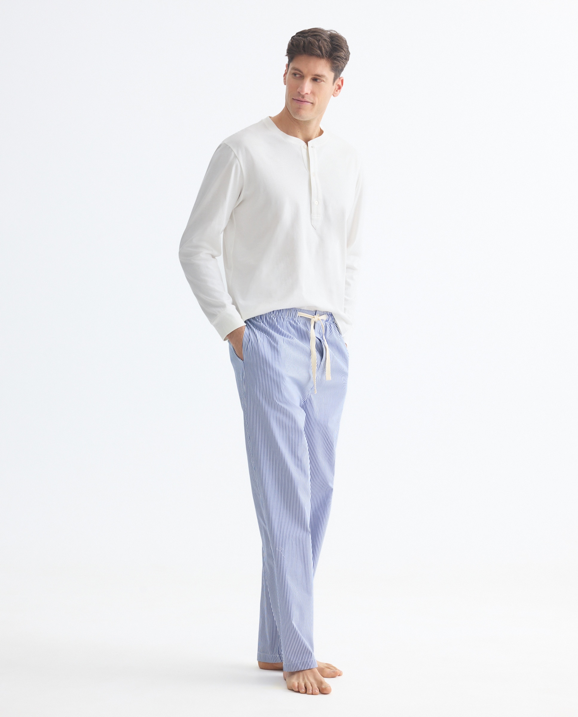 Camisola de Algodão Sustentável com Gola Tipo Padeiro e Manga Comprida Branco-2