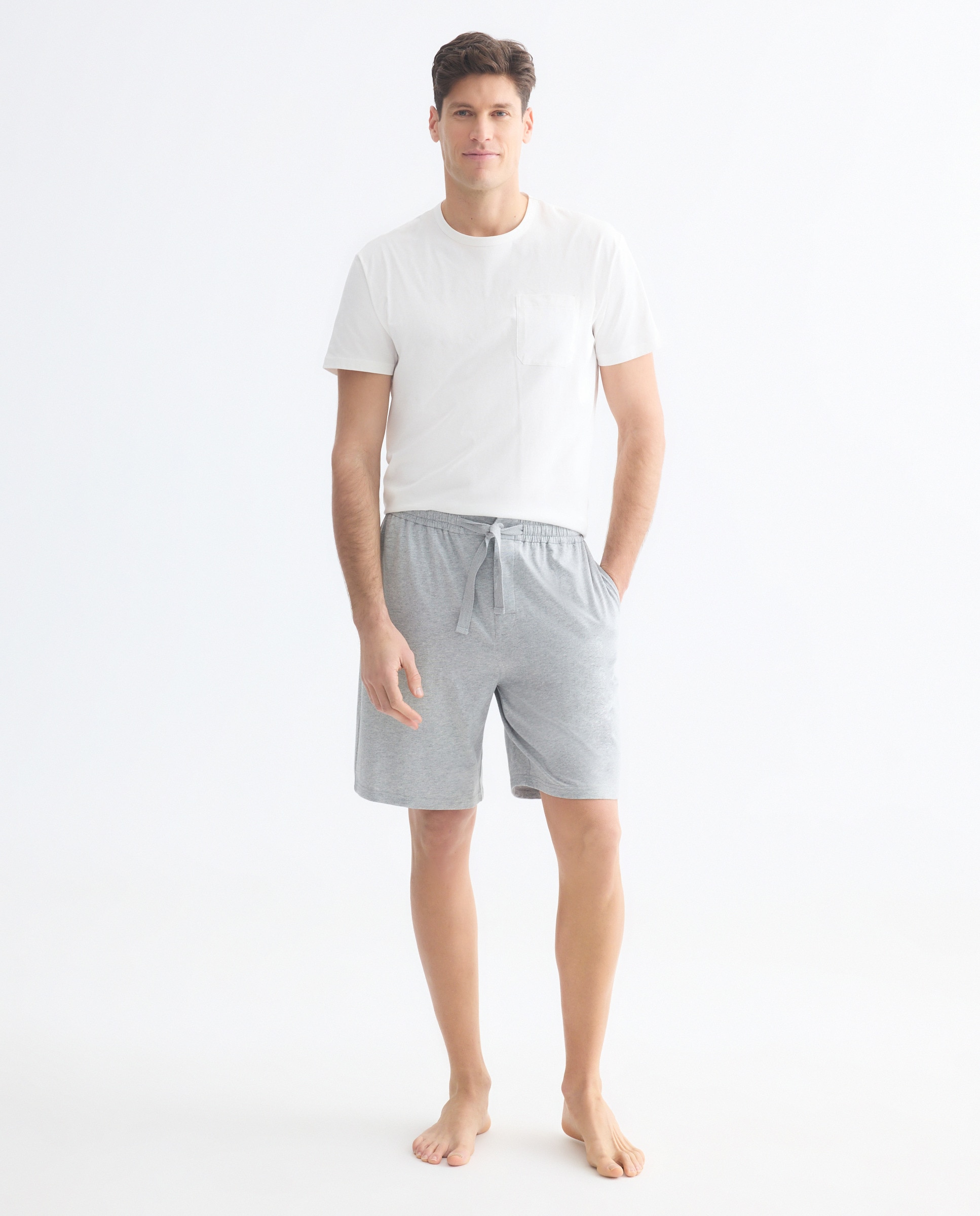Calções de Pijama de Algodão Cinzento-1