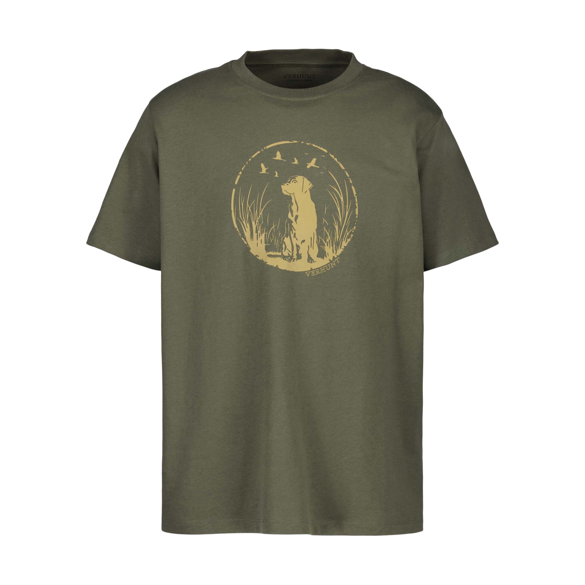 T-shirt de Algodão Estampada de Homem Caqui-5