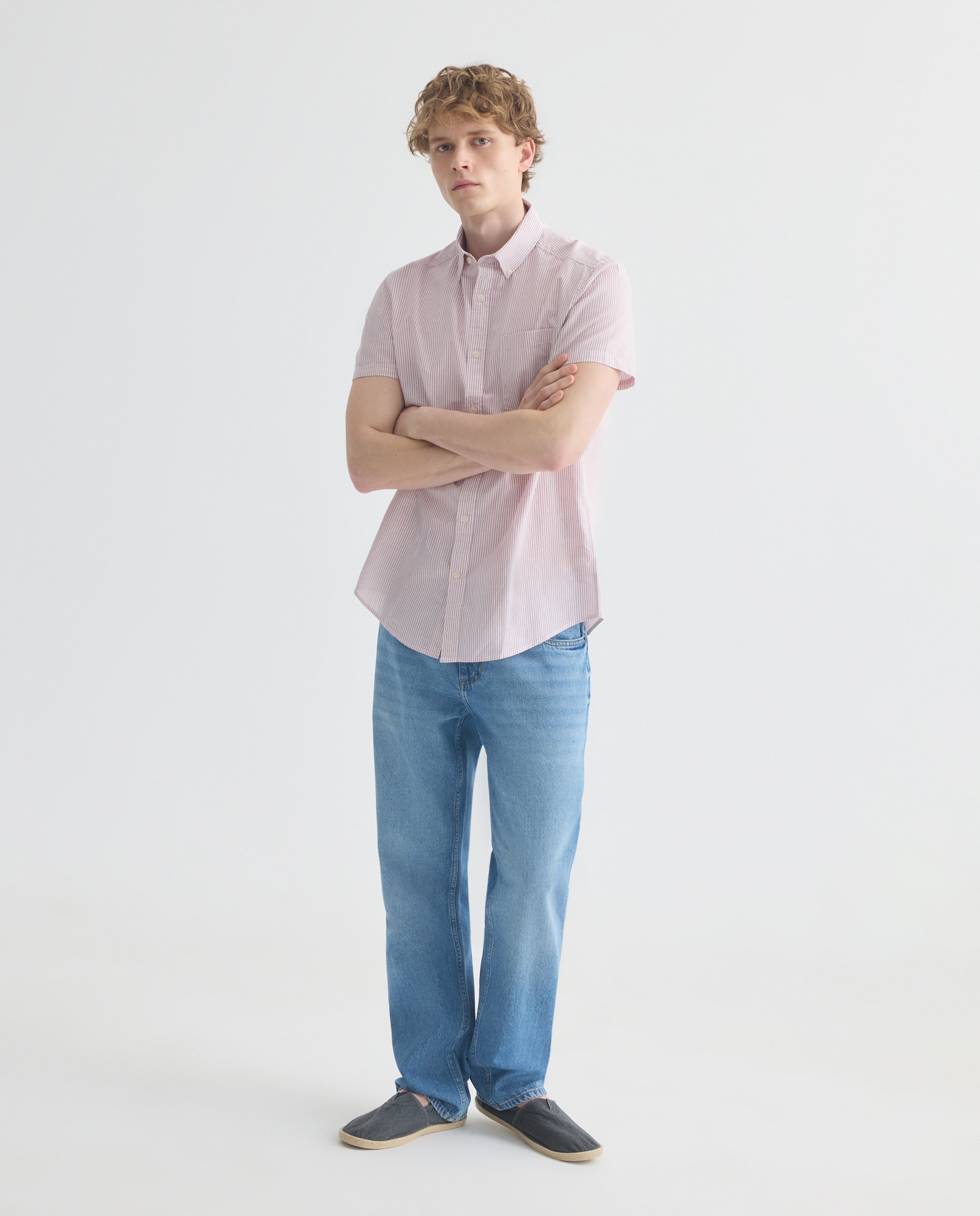 Camisa sport manga corta hombre chambray 291 Berenjena-2