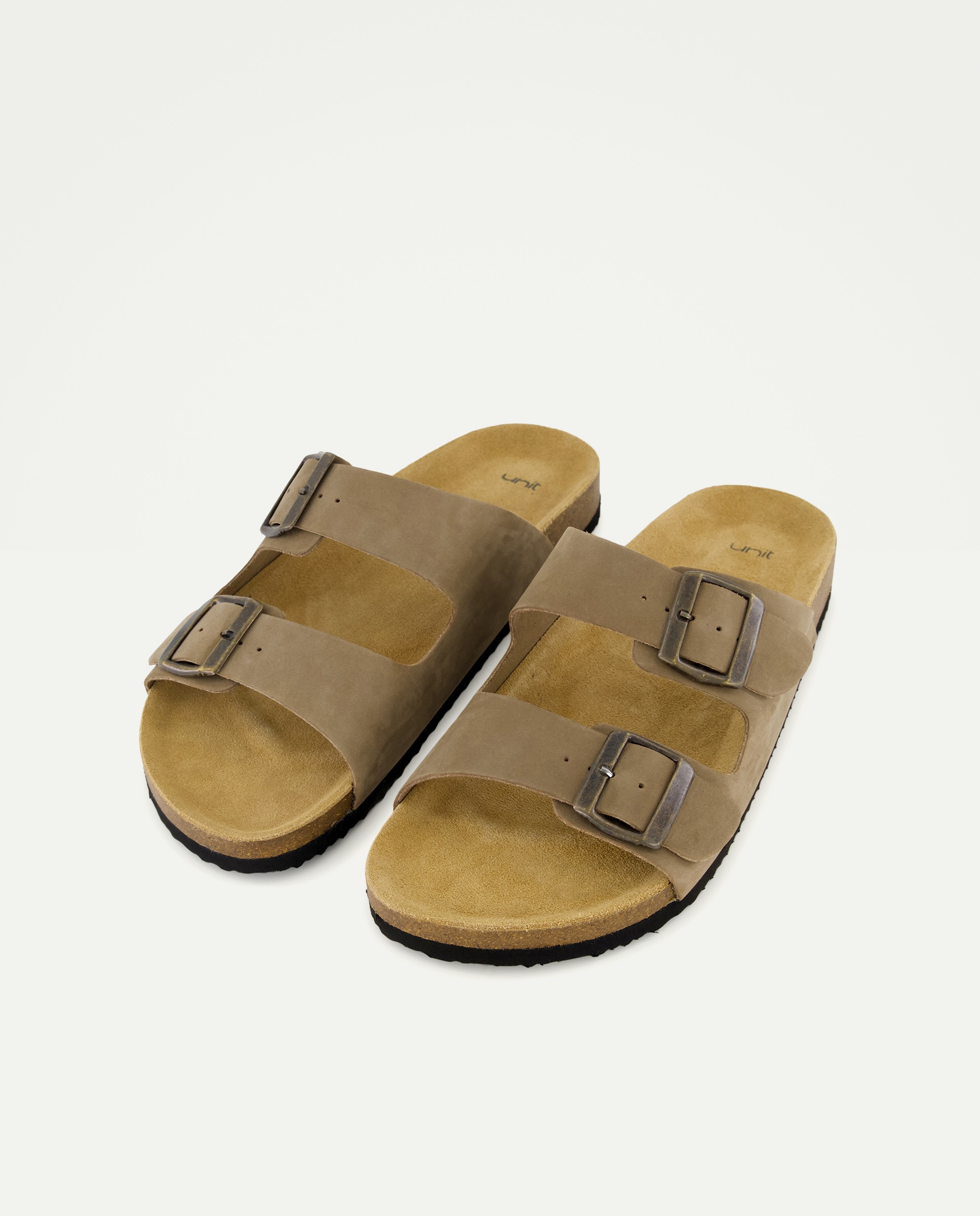 Sandalia bio dos hebillas de piel con piso de goma 520 Kaki-2