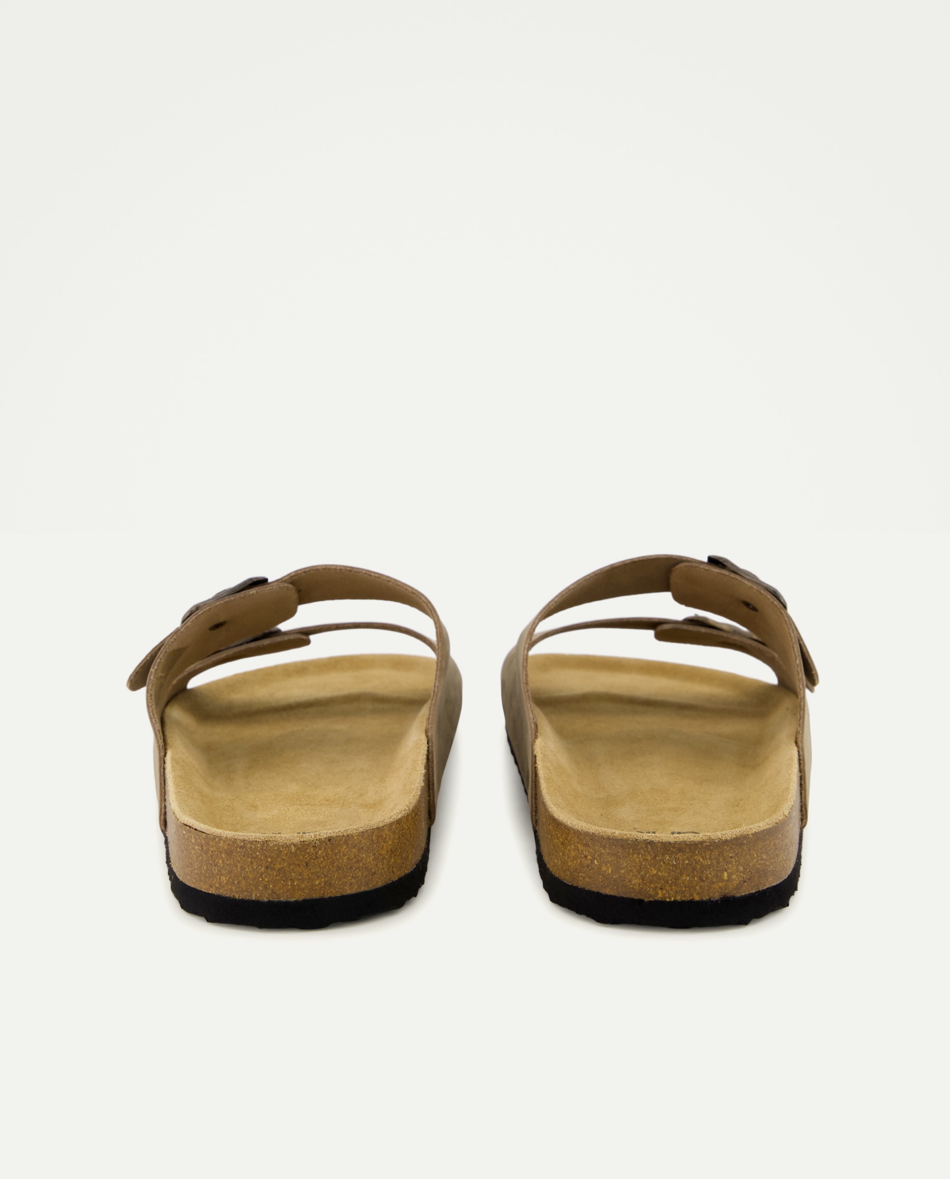 Sandalia bio dos hebillas de piel con piso de goma 520 Kaki-3