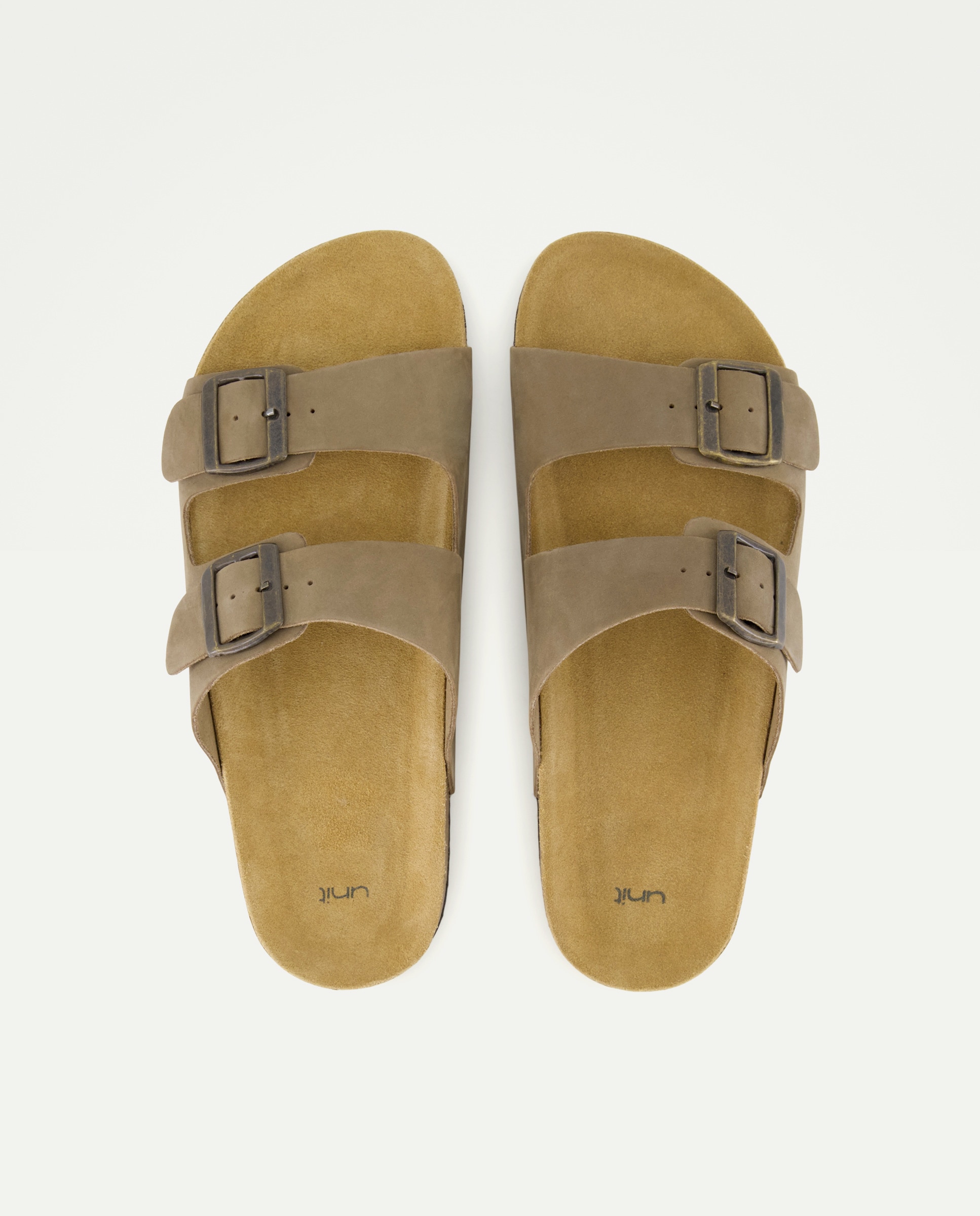 Sandalia bio dos hebillas de piel con piso de goma 520 Kaki-4