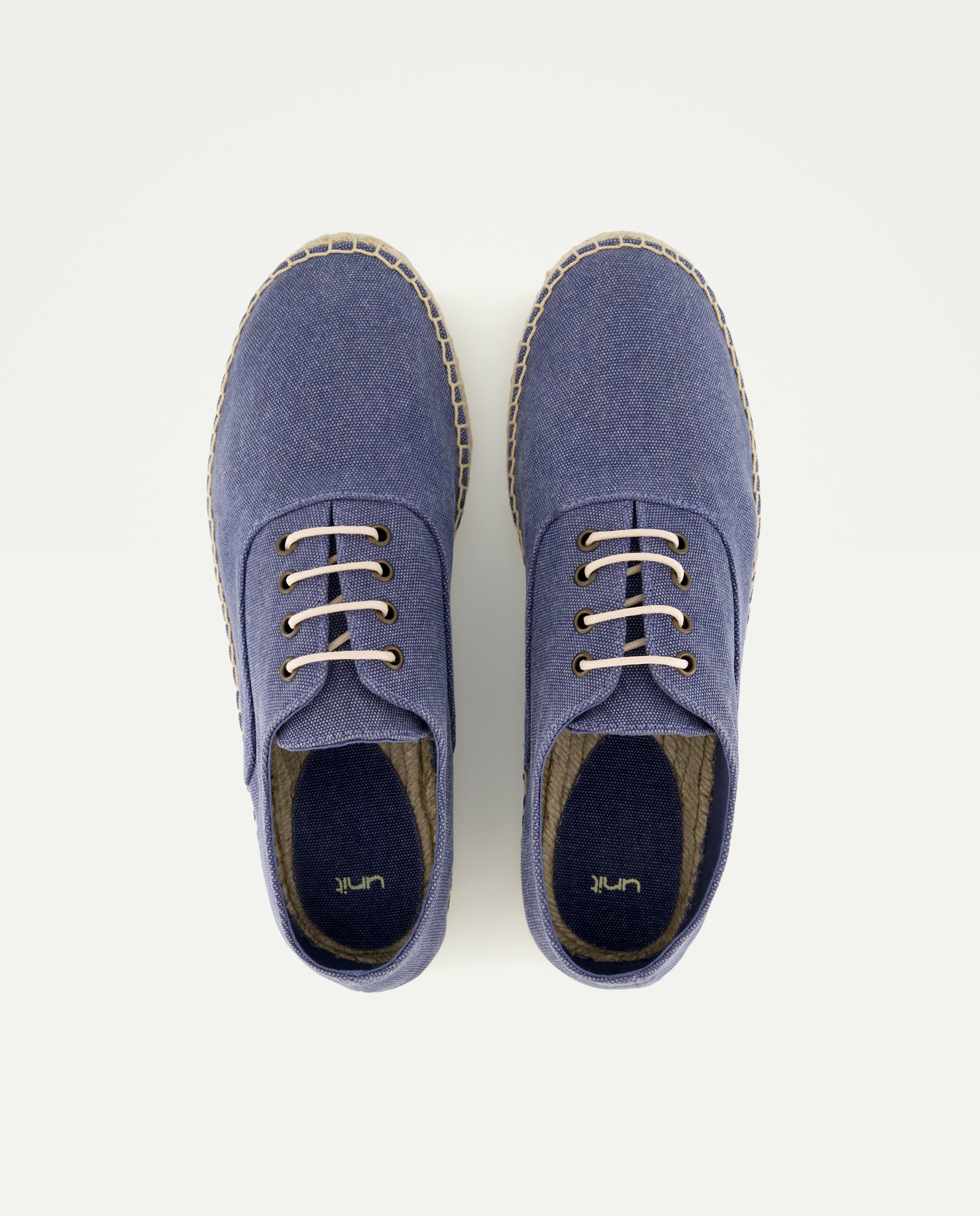 Zapato cordones lona lavada de hombre con piso de yute 400 Azul-4