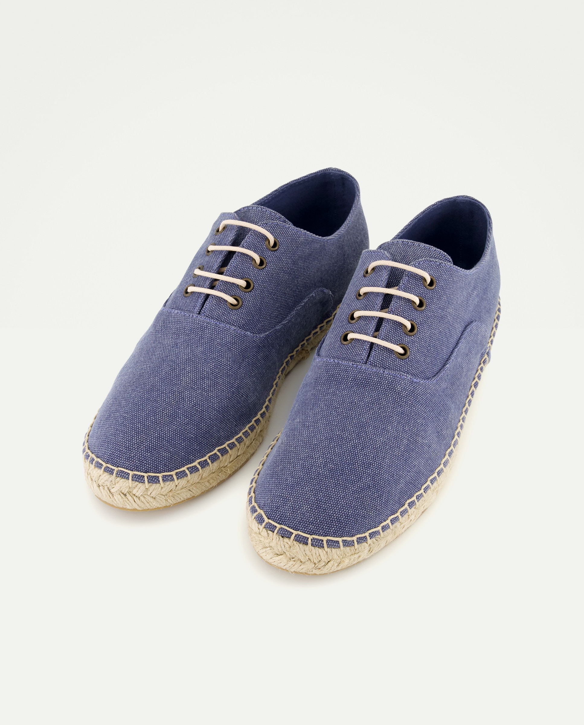 Zapato cordones lona lavada de hombre con piso de yute 400 Azul-2