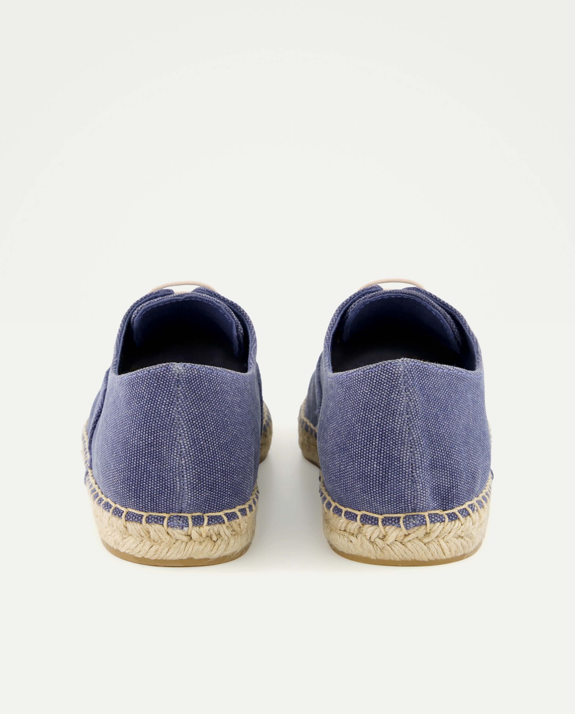 Zapato cordones lona lavada de hombre con piso de yute 400 Azul-3