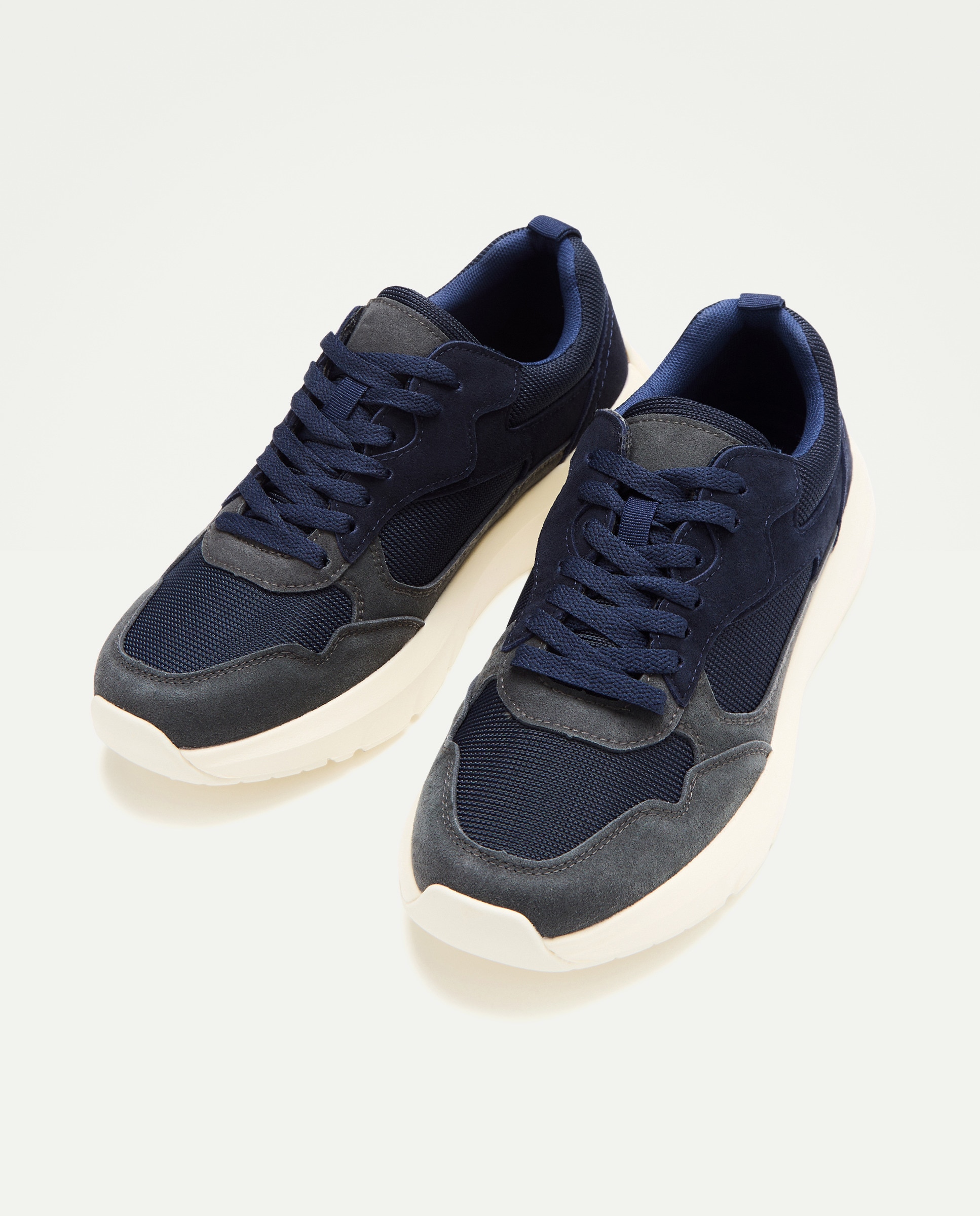 Deportivo cordones de hombre de serraje y nylon con piso ligero Azul marino-2