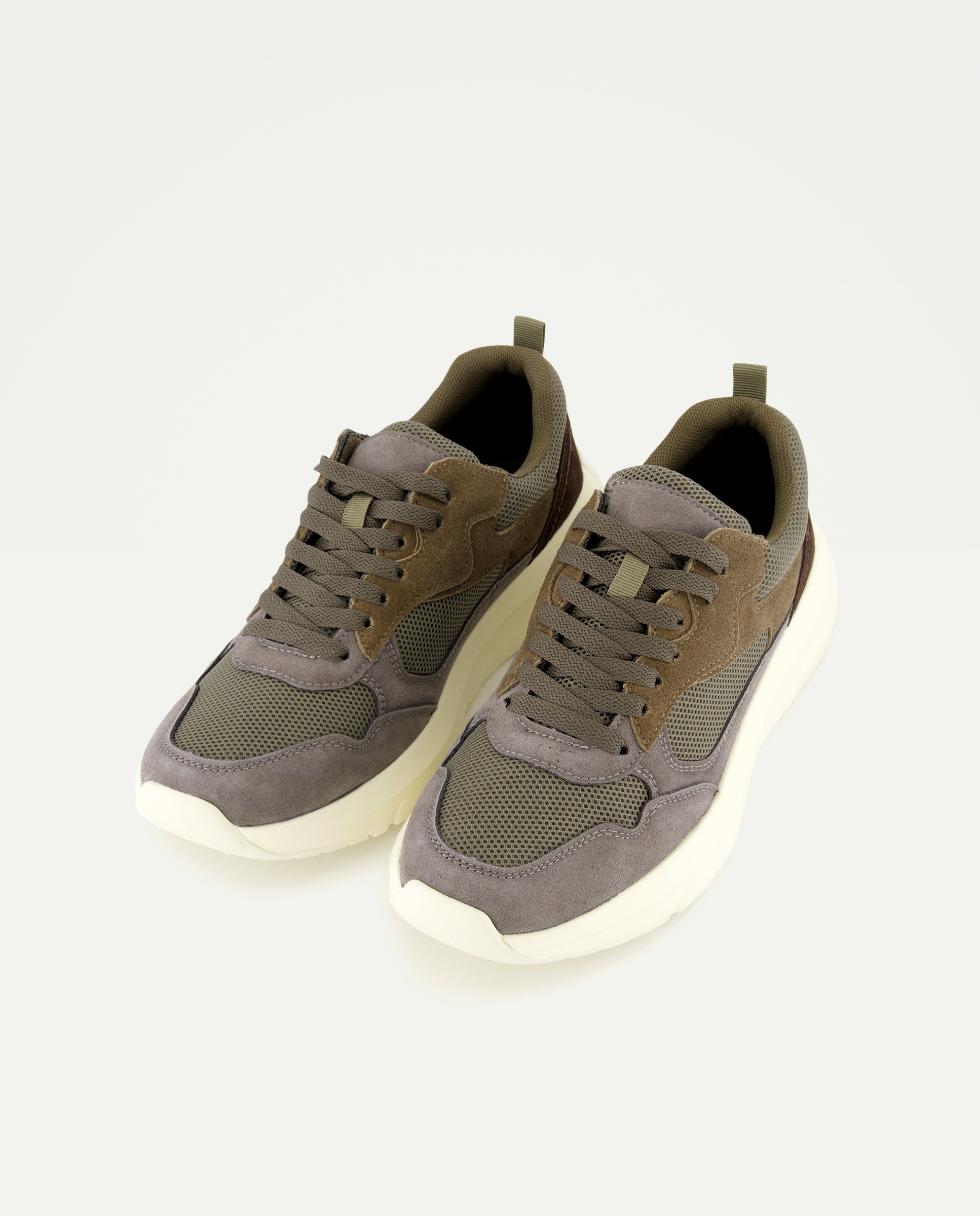 Deportivo cordones de hombre de serraje y nylon con piso ligero 520 Kaki-2
