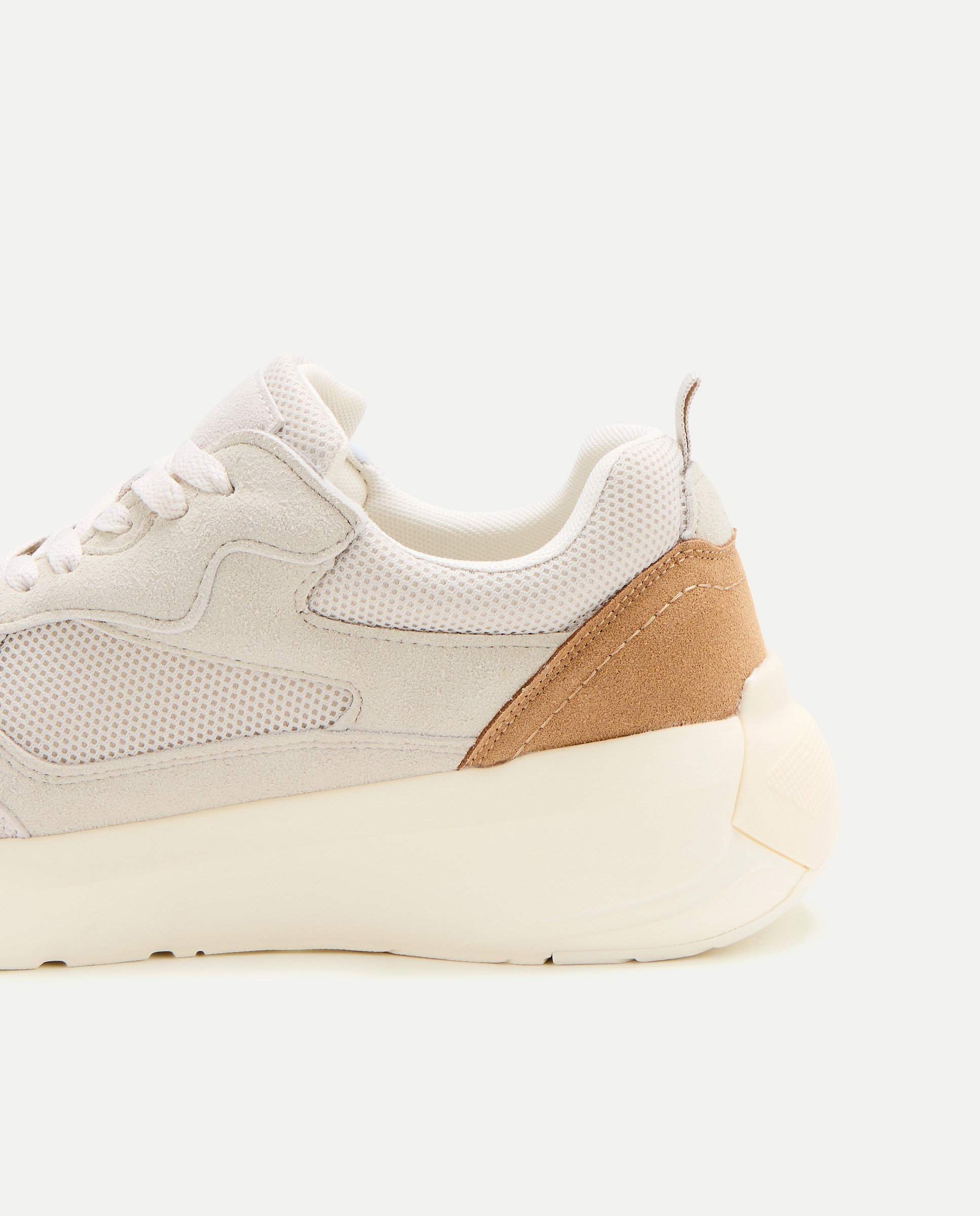 Deportivo cordones de hombre de serraje y nylon con piso ligero Beige-5